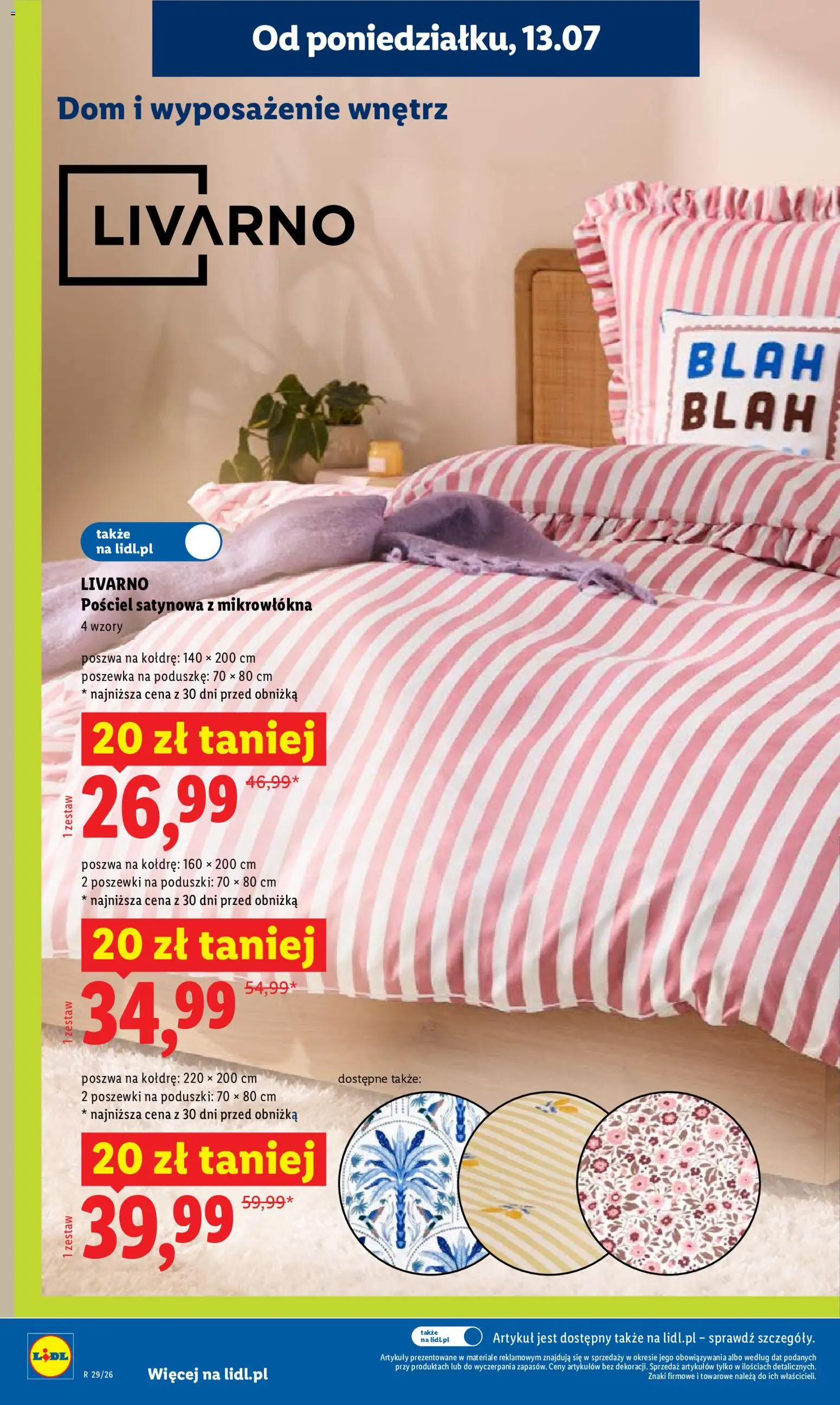 Lidl gazetka od 13.07.2026 | Strona: 36 | Produkty: Pościel, Pościel satynowa, Pościel satynowa z mikrowłókna