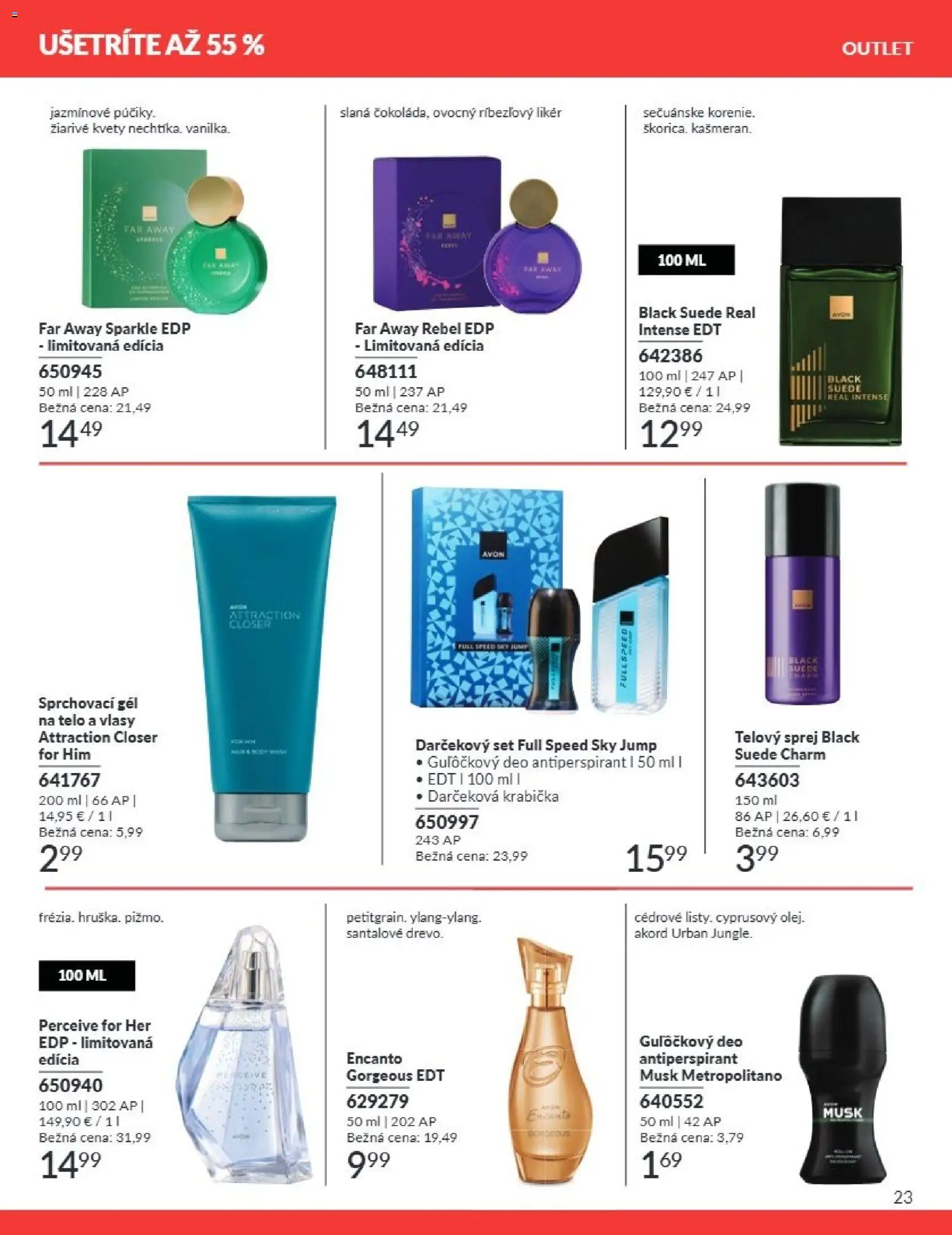 Nové Avon akcie – leták je platný od 01.07.2026 | Strana: 23 | Produkty: Antiperspirant, Kvety