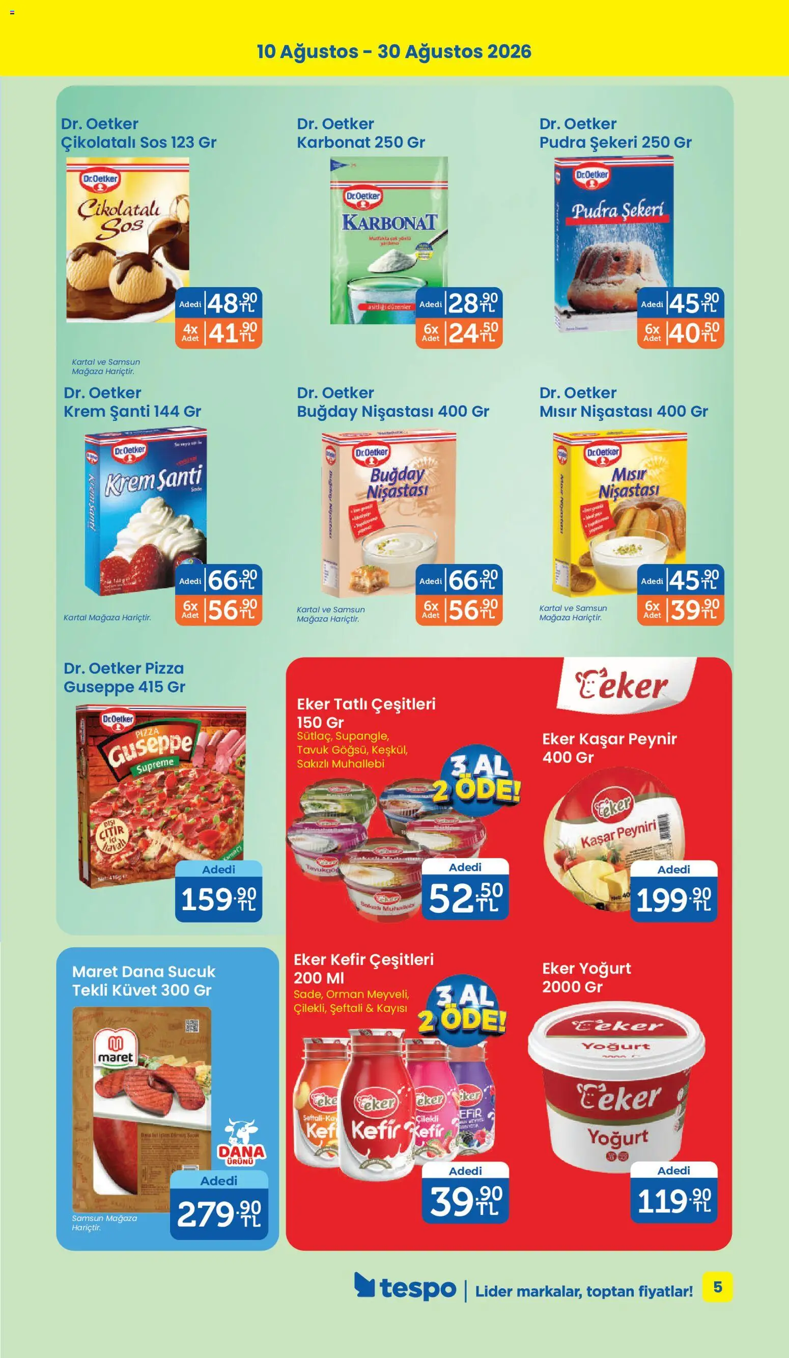 Tespo Katalog - 10 Ağustos 2026 tarihinden itibaren geçerlidir | Sayfa: 5 | Ürünler: Kefir, Şeker, Kayısı, Şeftali