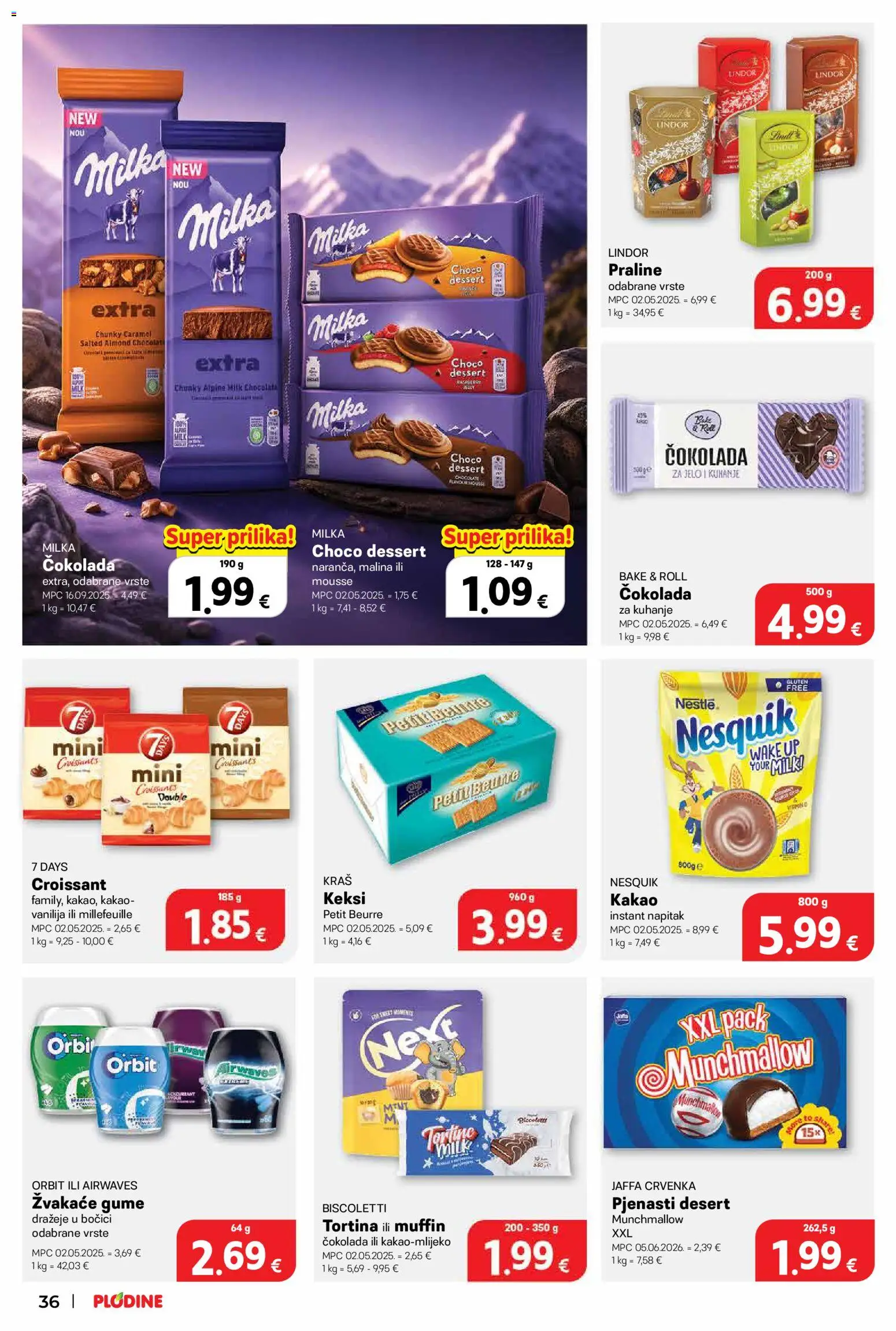 Plodine katalog | vrijedi od 17.06.2026 | Stranica: 36 | Proizvodi: Žvakaće gume, Praline, Keksi, Kakao