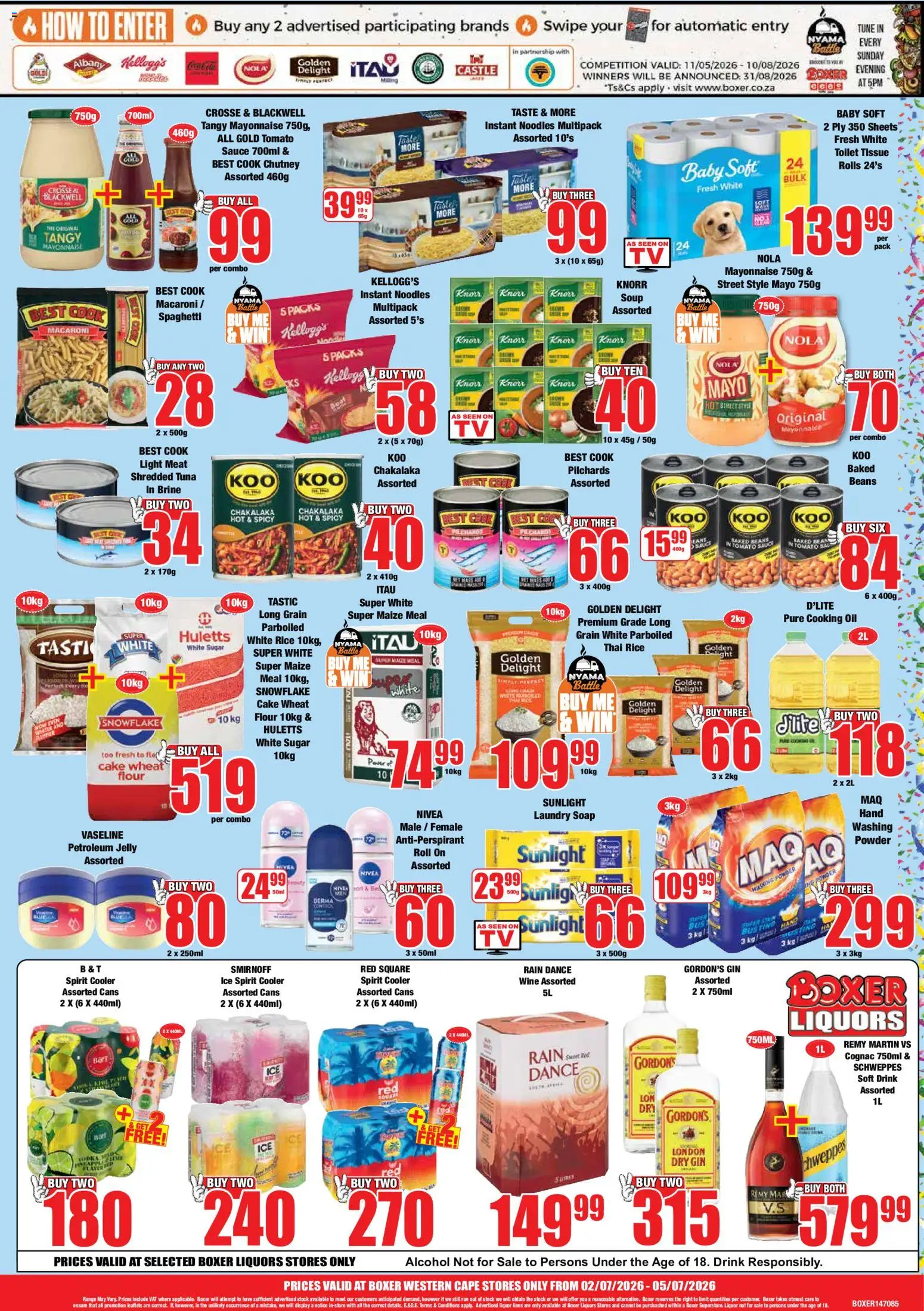 New Boxer catalogue – valid from 02/07/2026 | Page: 3 | Products: Maize meal, Powder, Soap, Mayonnaise