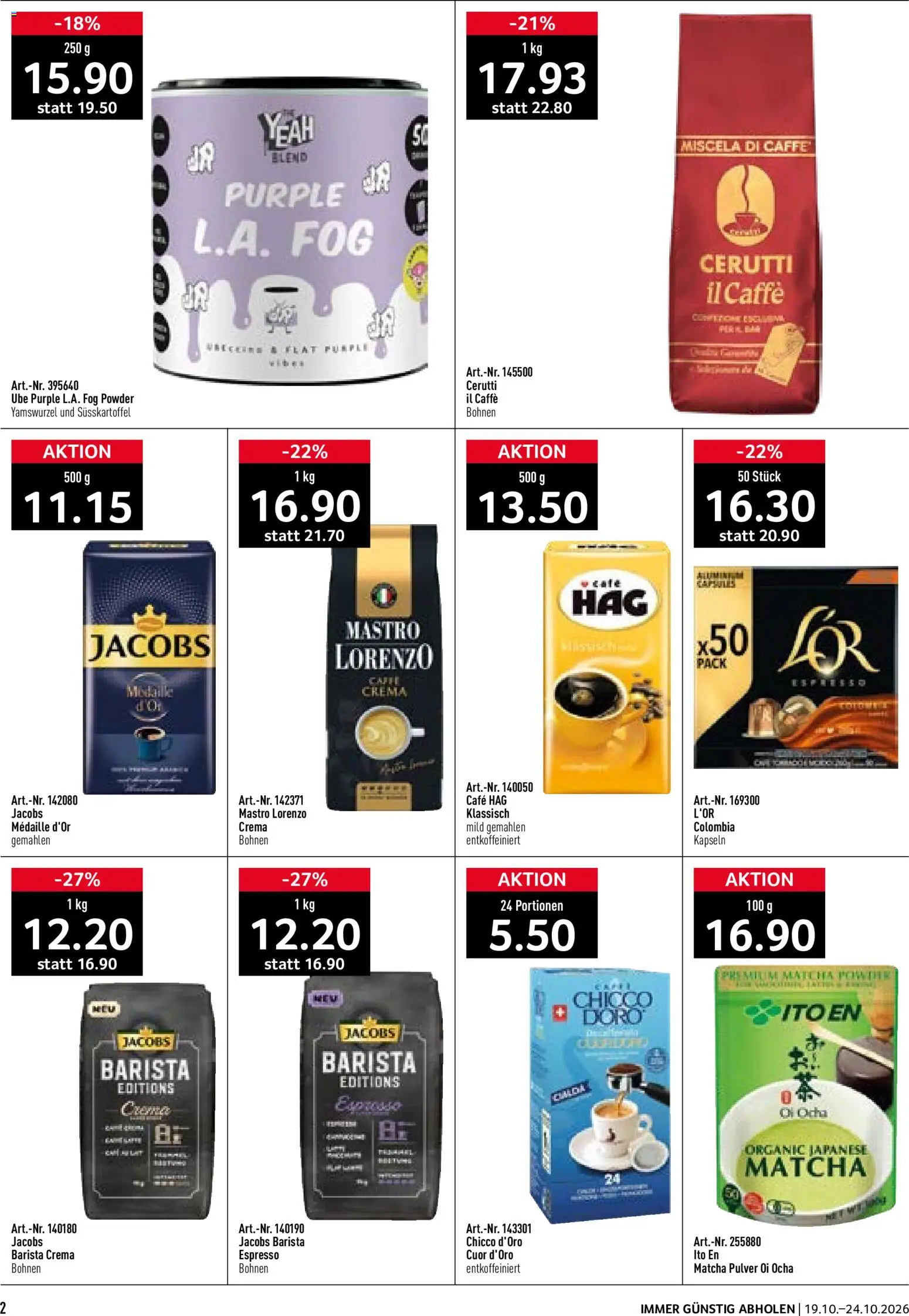Prodega aktionen Kaffeekompetenz – gültig ab 19.10.2026 | Seite: 2 | Produkte: Pulver