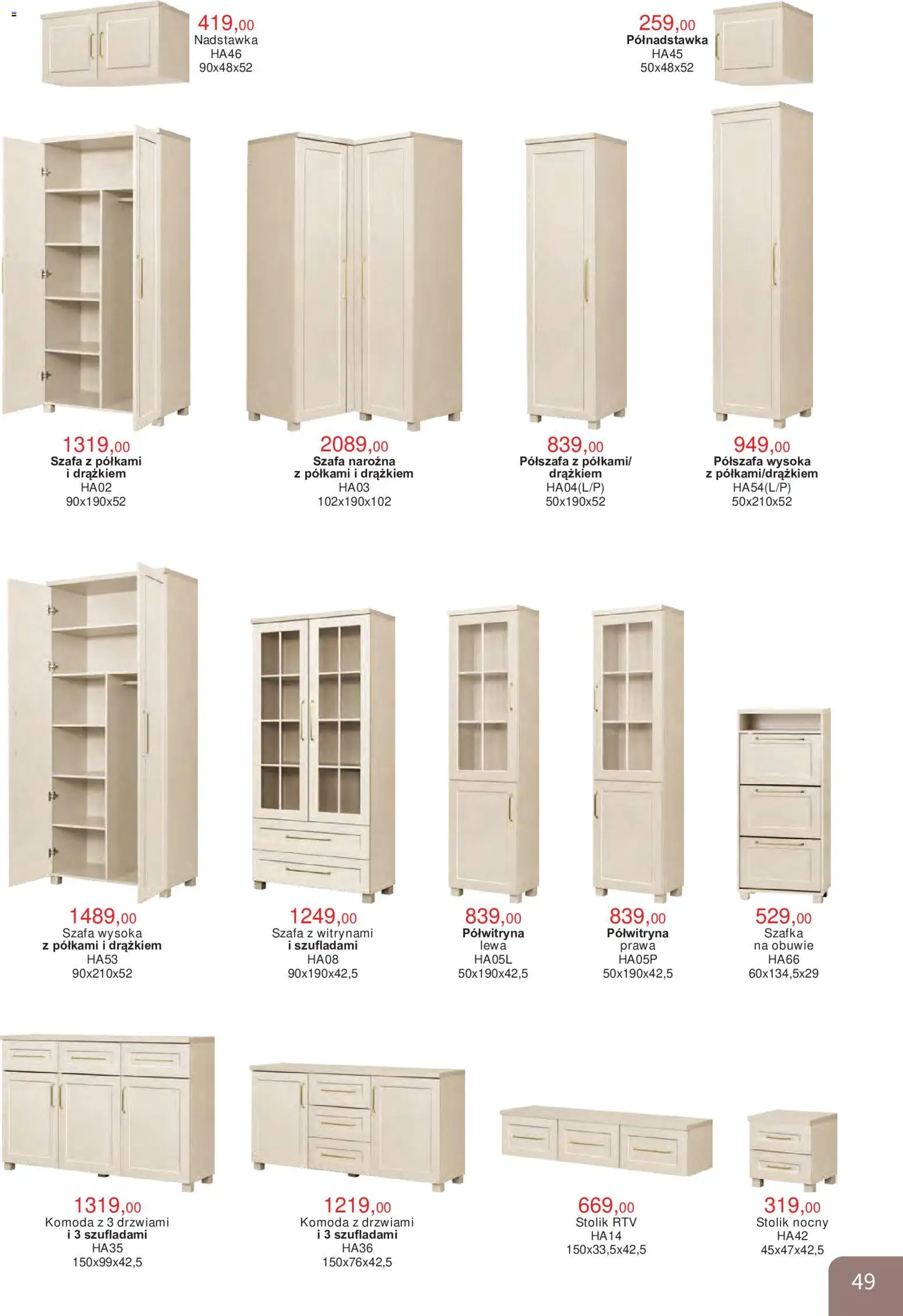 Bodzio Katalog od 01.10.2026 | Strona: 49 | Produkty: Szafa, Komoda, Stolik nocny, Szafa Narożna