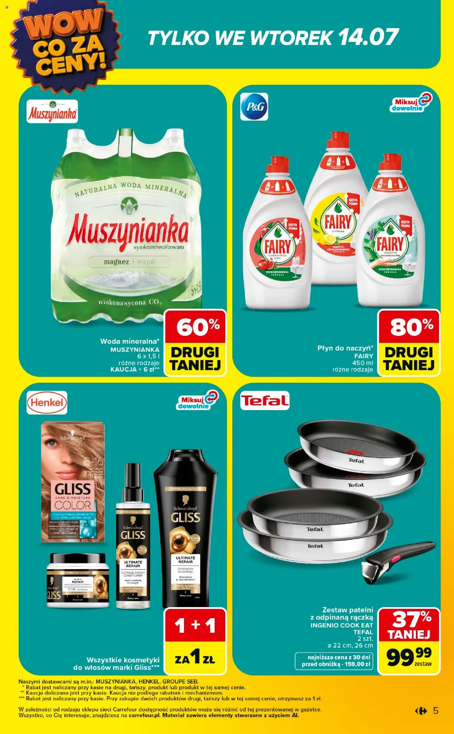 Carrefour gazetka - Wow co za ceny od 13.07.2026 | Strona: 5 | Produkty: Cytryna, Fairy, Tefal, Woda