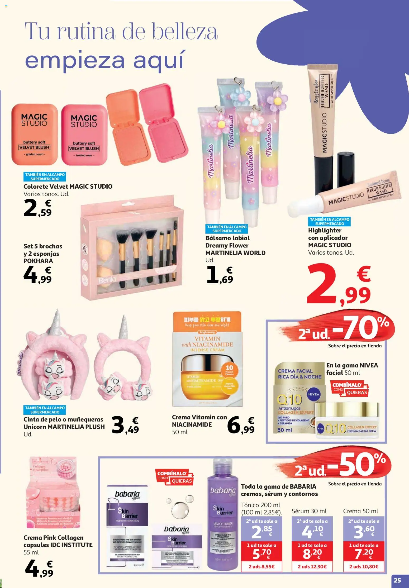 Alcampo HG Unico National │ válido desde el 19.05.2026 | Página: 25 | Productos: Colorete, Crema facial, Bálsamo labial, Toner