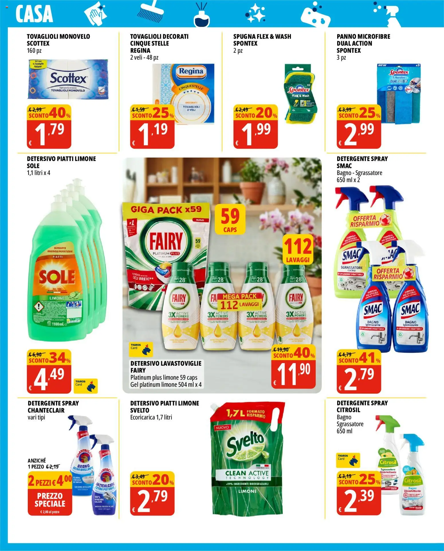Volantino Tigros del 20.05.2026 | Pagina: 2 | Prodotti: Spugna, Anticalcare, Sgrassatore, Limone