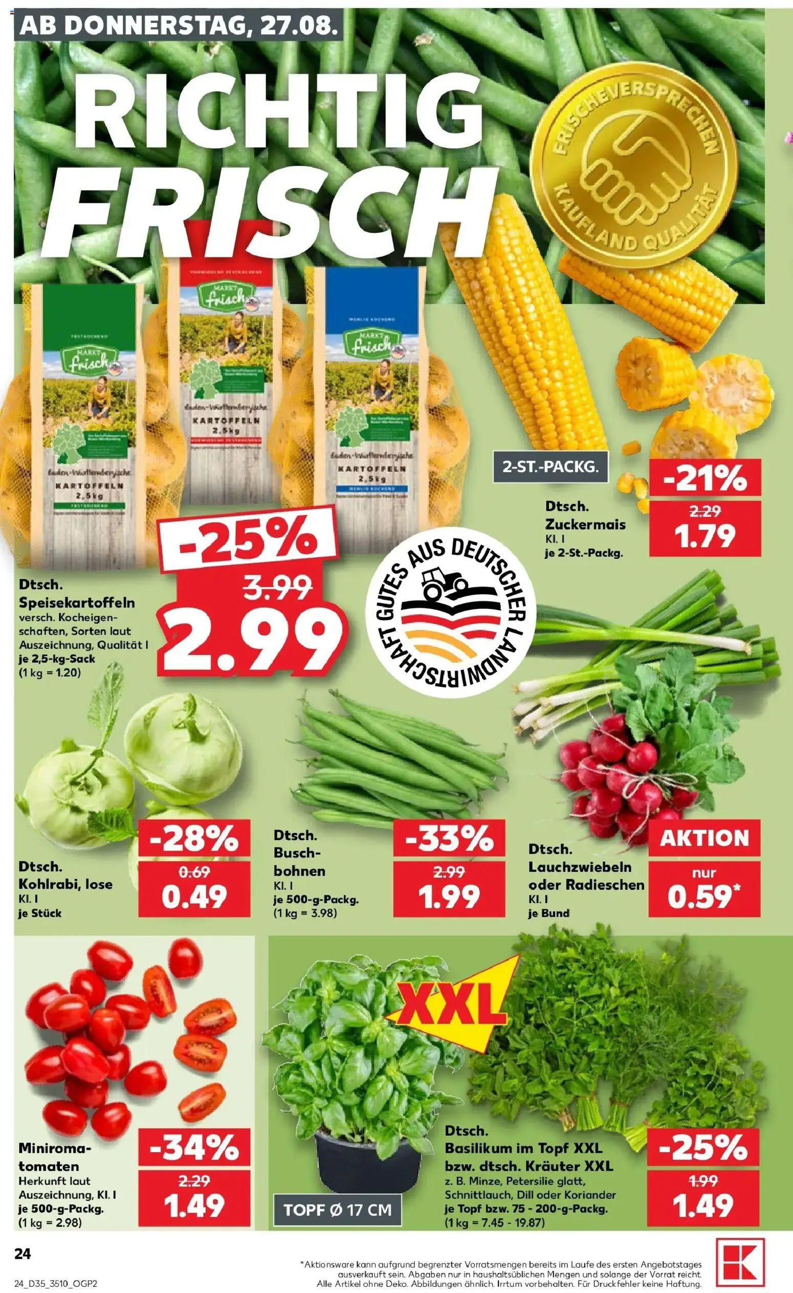 Prospekt Kaufland ab 27.08.2026 » Angebote Online zum Blättern | Seite: 24 | Produkte: Tomaten, Kartoffeln, Petersilie, Dill