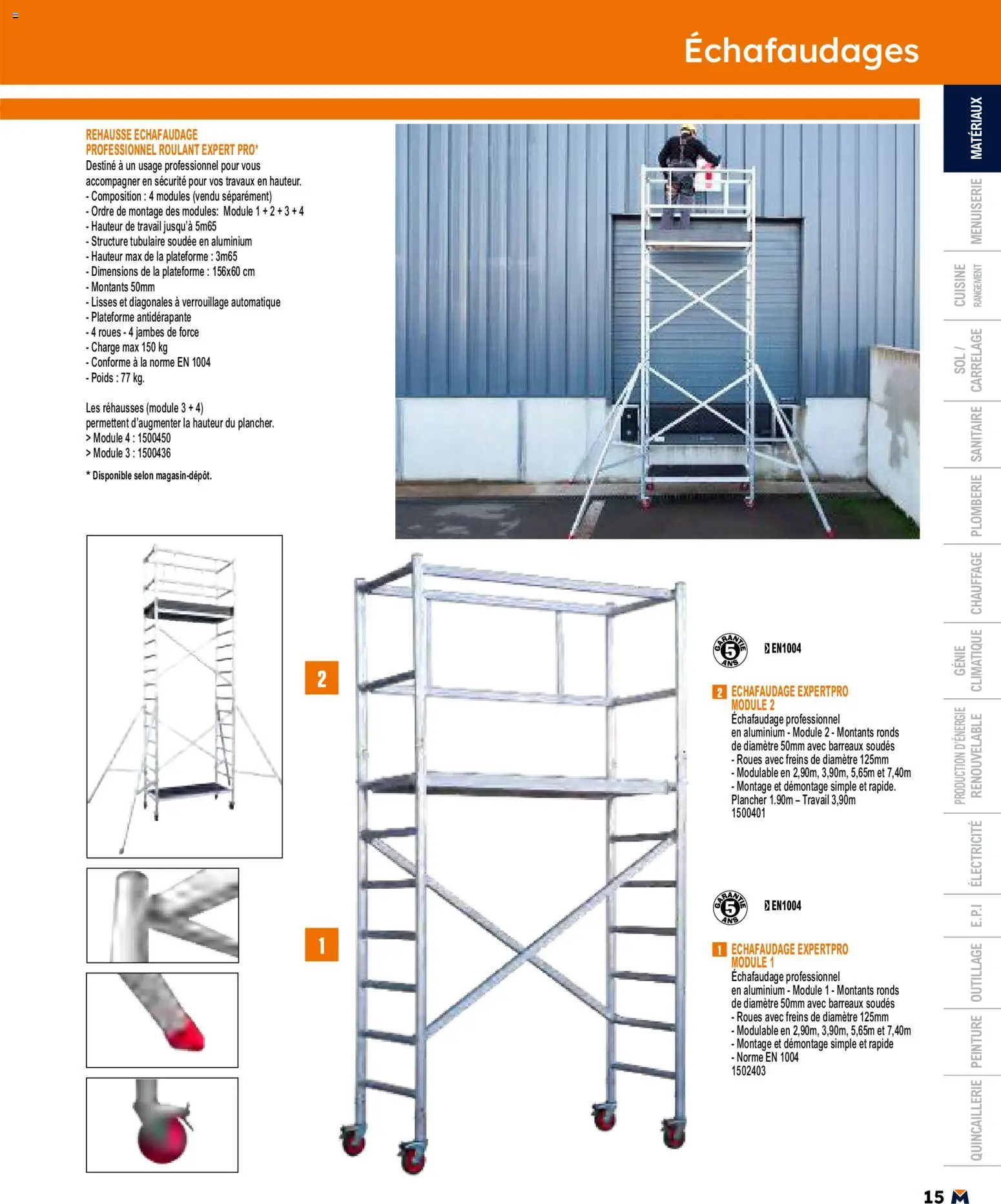 {H1} | Page: 15 | Produits: Échafaudage, Poids