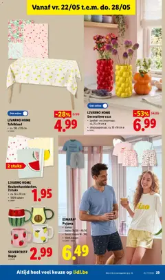 ESMARA® Pyjama, dames: maten 36/38 - 48/50; heren: maten M - XXL; 100% katoen - Voorbeeld van een folder van Lidl, geldig van 18.05.2026 | Pagina: 29 | Producten: Vaas, Aardbei, Pyjama