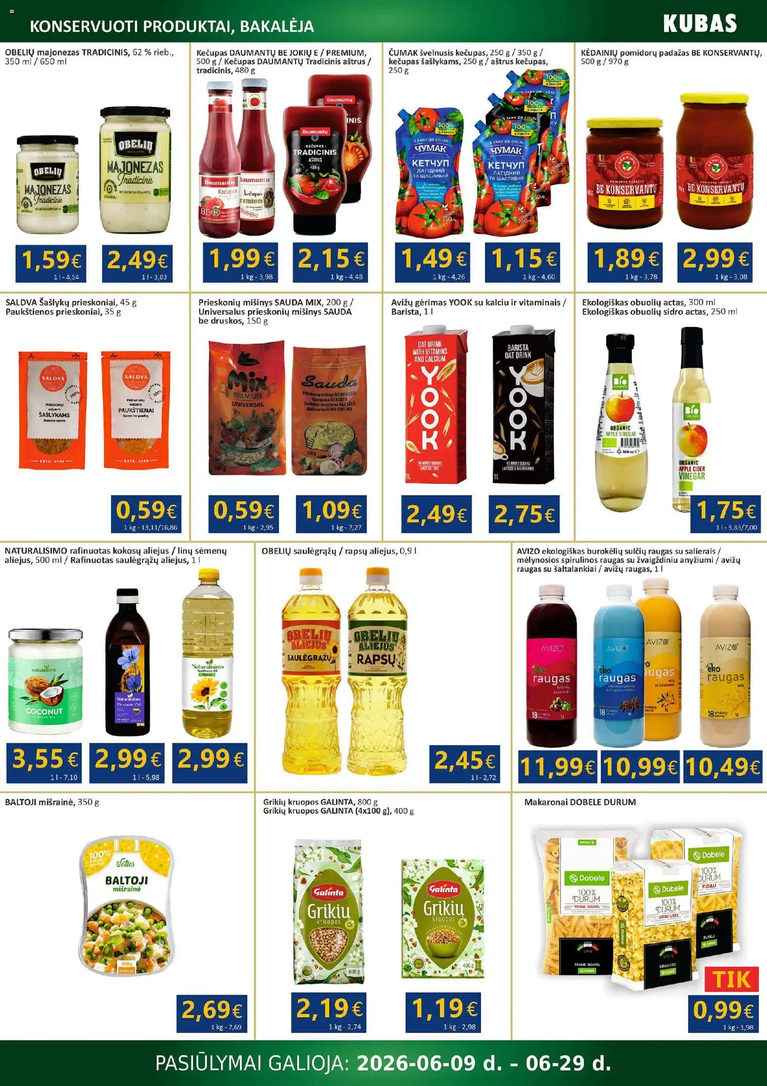 Kubas akcijos nuo 09.06.2026 | Puslapis: 8 | Prekių: Kruopos, Majonezas, Padažas, Makaronai