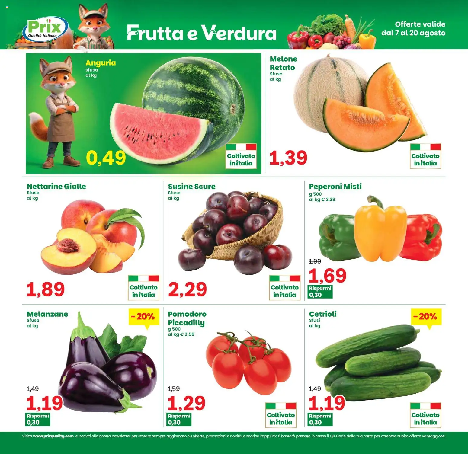 Volantino Prix del 07/08/2026 | Pagina: 3 | Prodotti: Peperoni, Cetrioli, Pomodoro, Melone