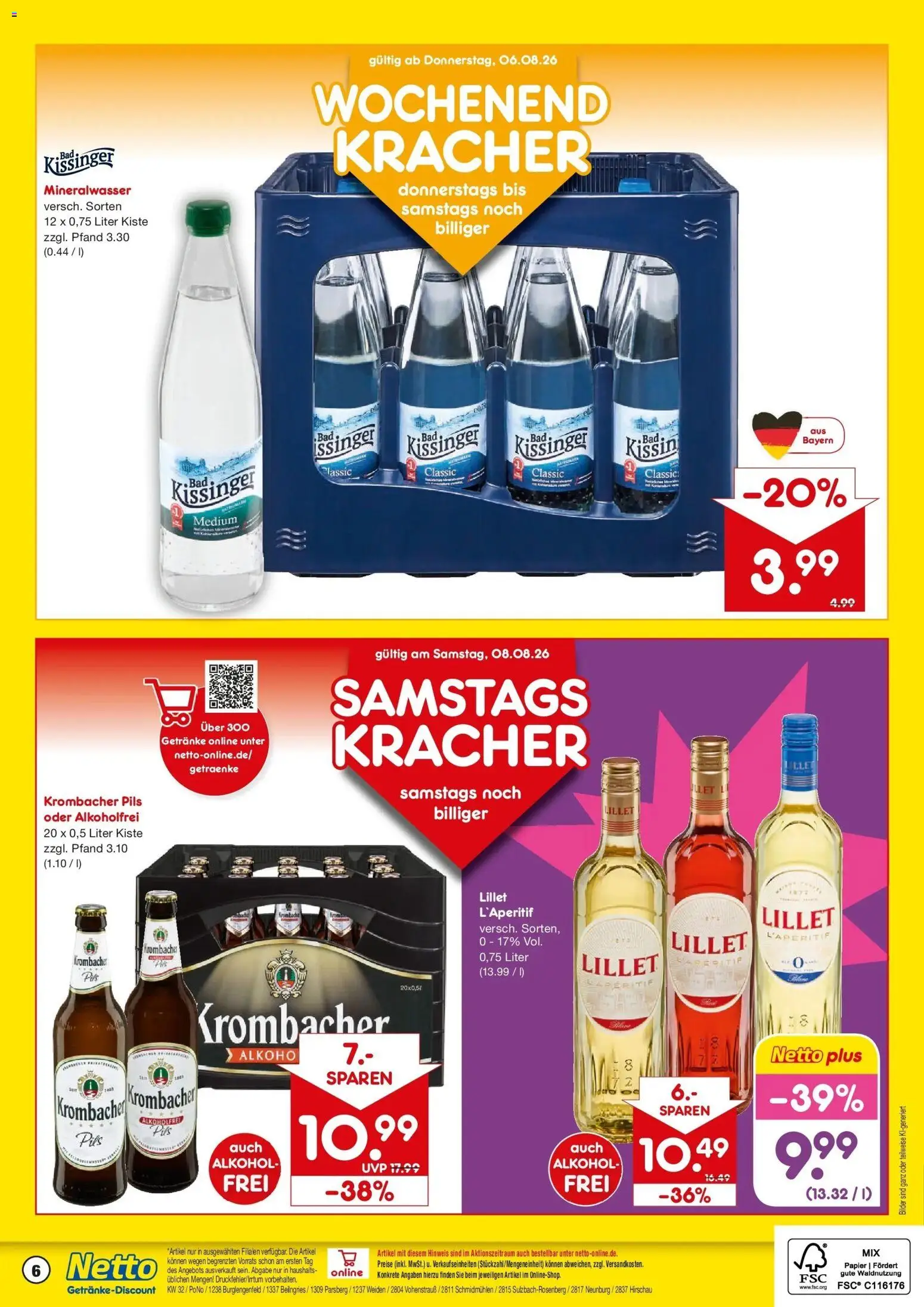 Netto Marken-Discount Prospekt Schmidmühlen – gültig ab 03.08.2026 | Seite: 6 | Produkte: Bad, Pils, Bilder, Krombacher