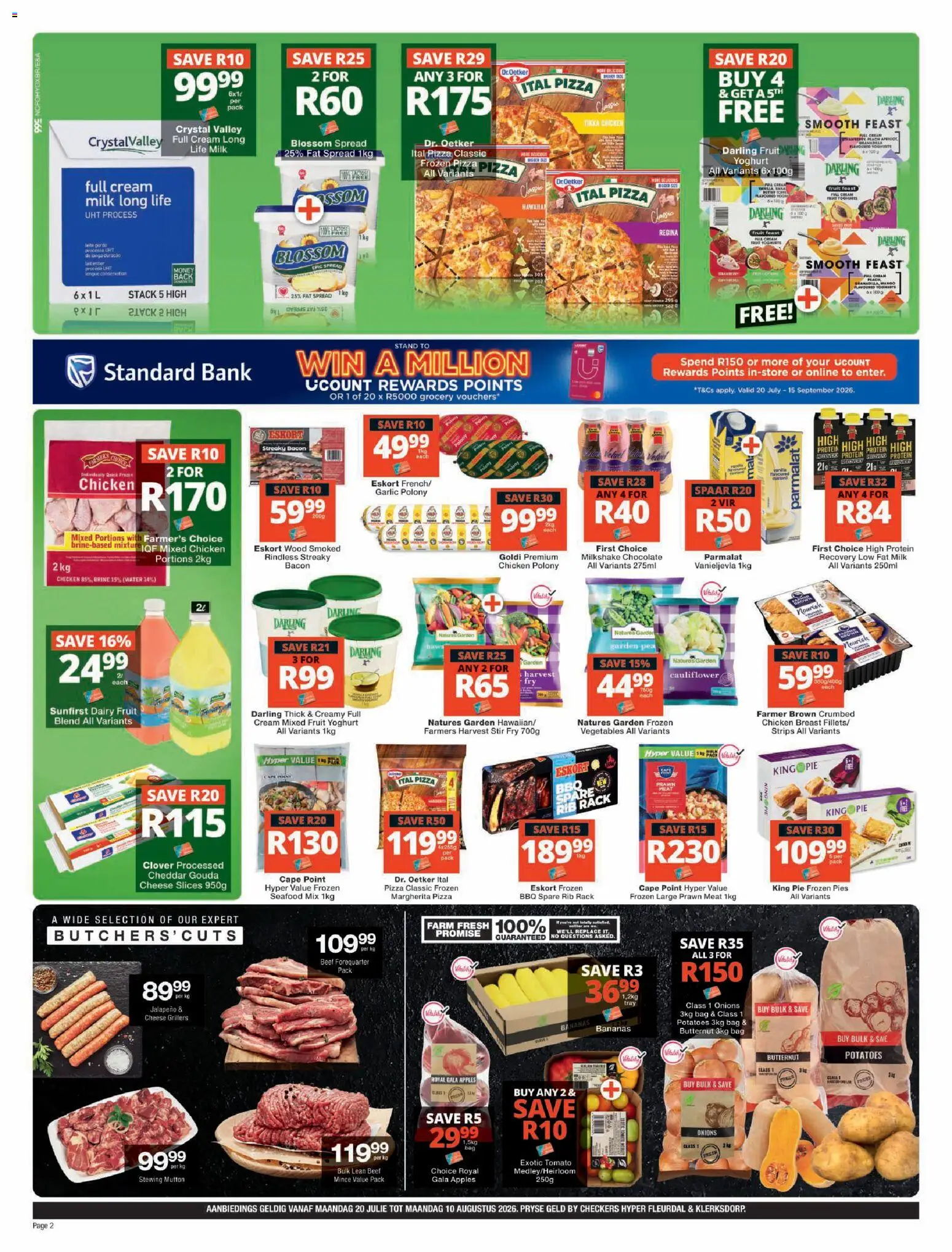 New Checkers catalogue – valid from 20/07/2026 | Page: 2 | Products: Detergente líquido, Water, Seafood, Garlic