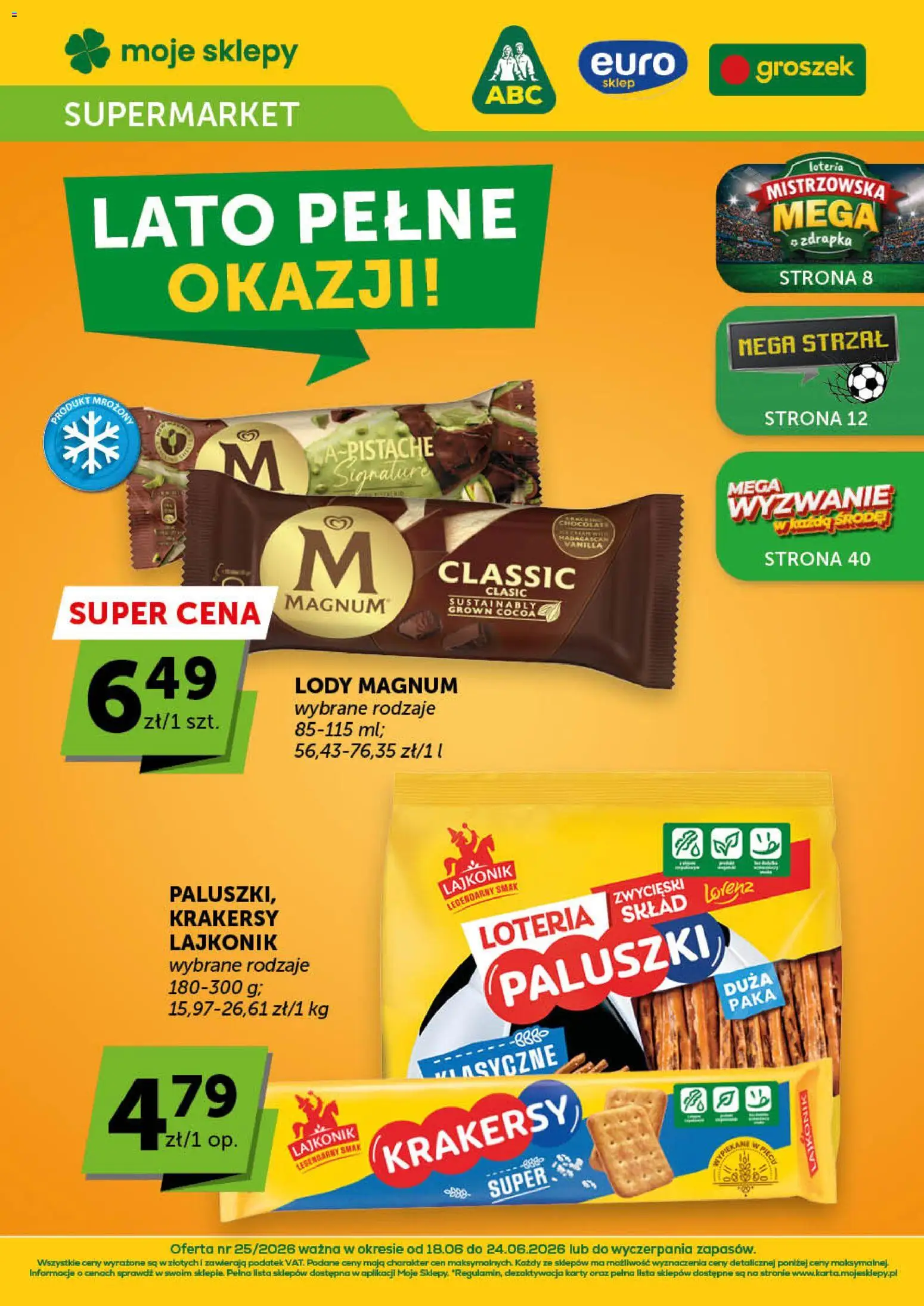 Euro Sklep gazetka od 18.06.2026 | Strona: 1 | Produkty: Groszek, Paluszki, Krakersy, Lody