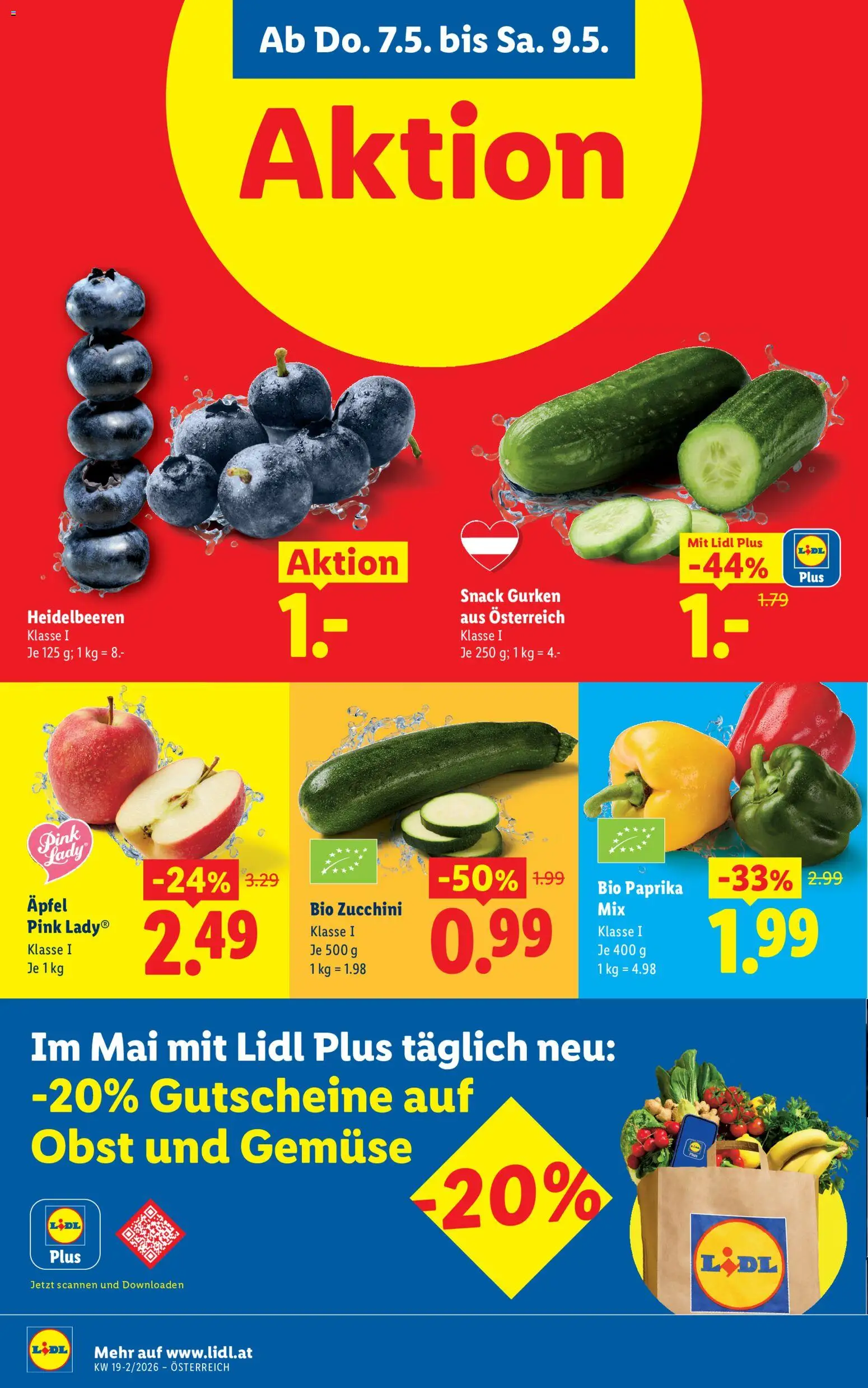 Lidl Flugblatt - Oberpullendorf, Güssing, Oberwart gültig ab 07.05.2026 | Seite: 6 | Produkte: Gurken, Gemüse, Obst, Äpfel