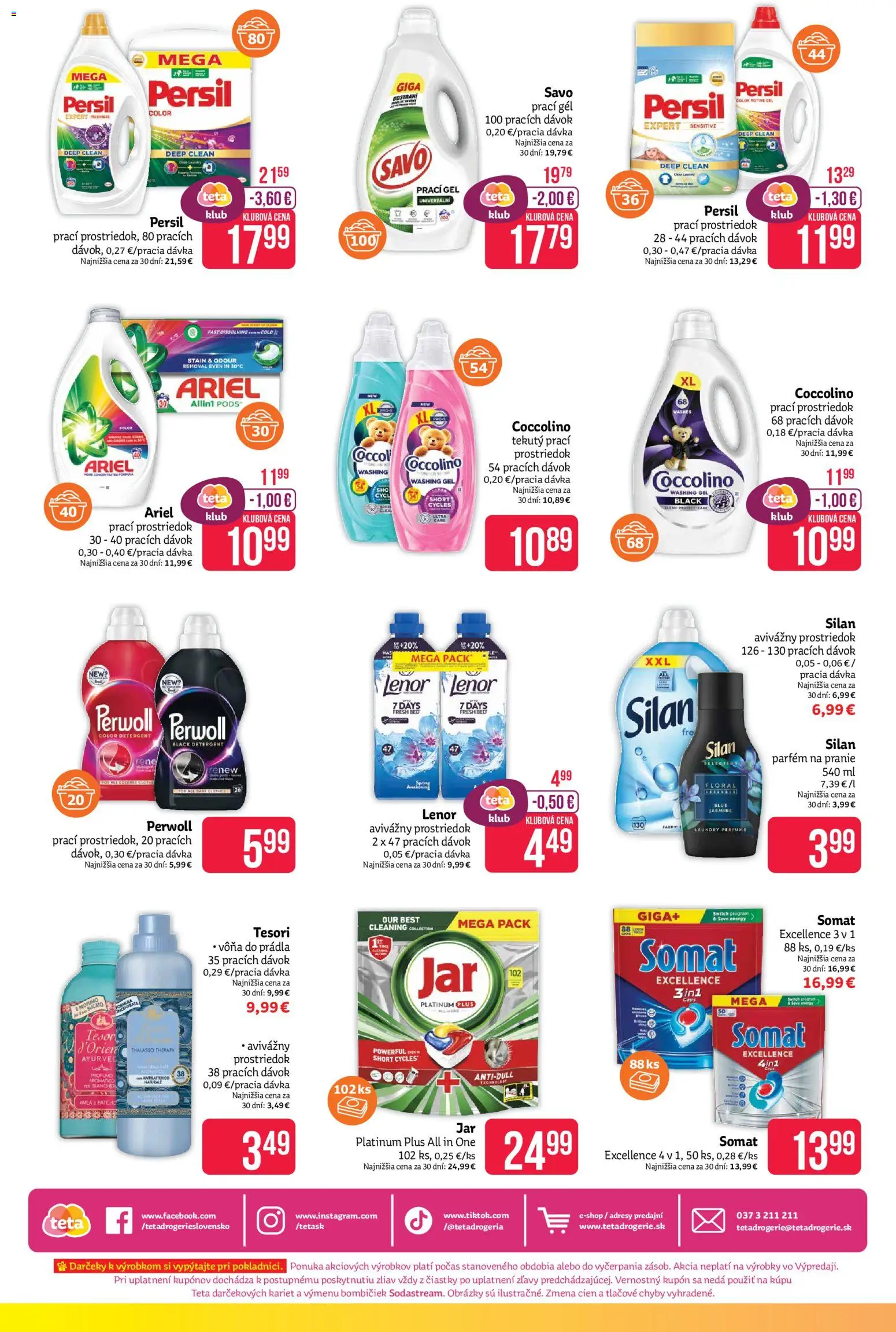 Nové Teta drogerie akcie – leták je platný od 11.05.2026 | Strana: 16 | Produkty: Persil, Perwoll, Silan, Ariel