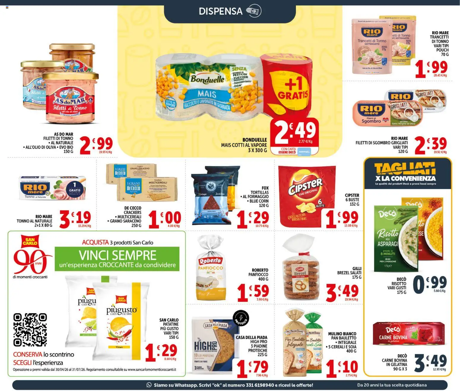 Volantino Decò del 20.05.2026 | Pagina: 15 | Prodotti: Tonno, Asparagi, Mais, Sgombro