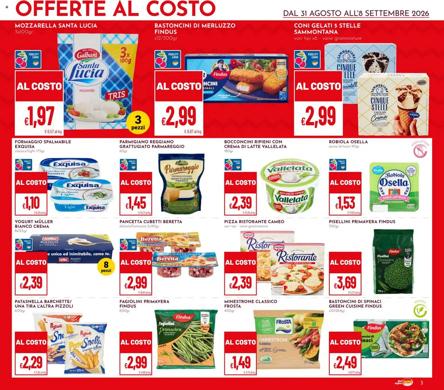 Volantino Pan del 31/08/2026 | Pagina: 3 | Prodotti: Minestrone, Pizza, Merluzzo, Mozzarella santa lucia