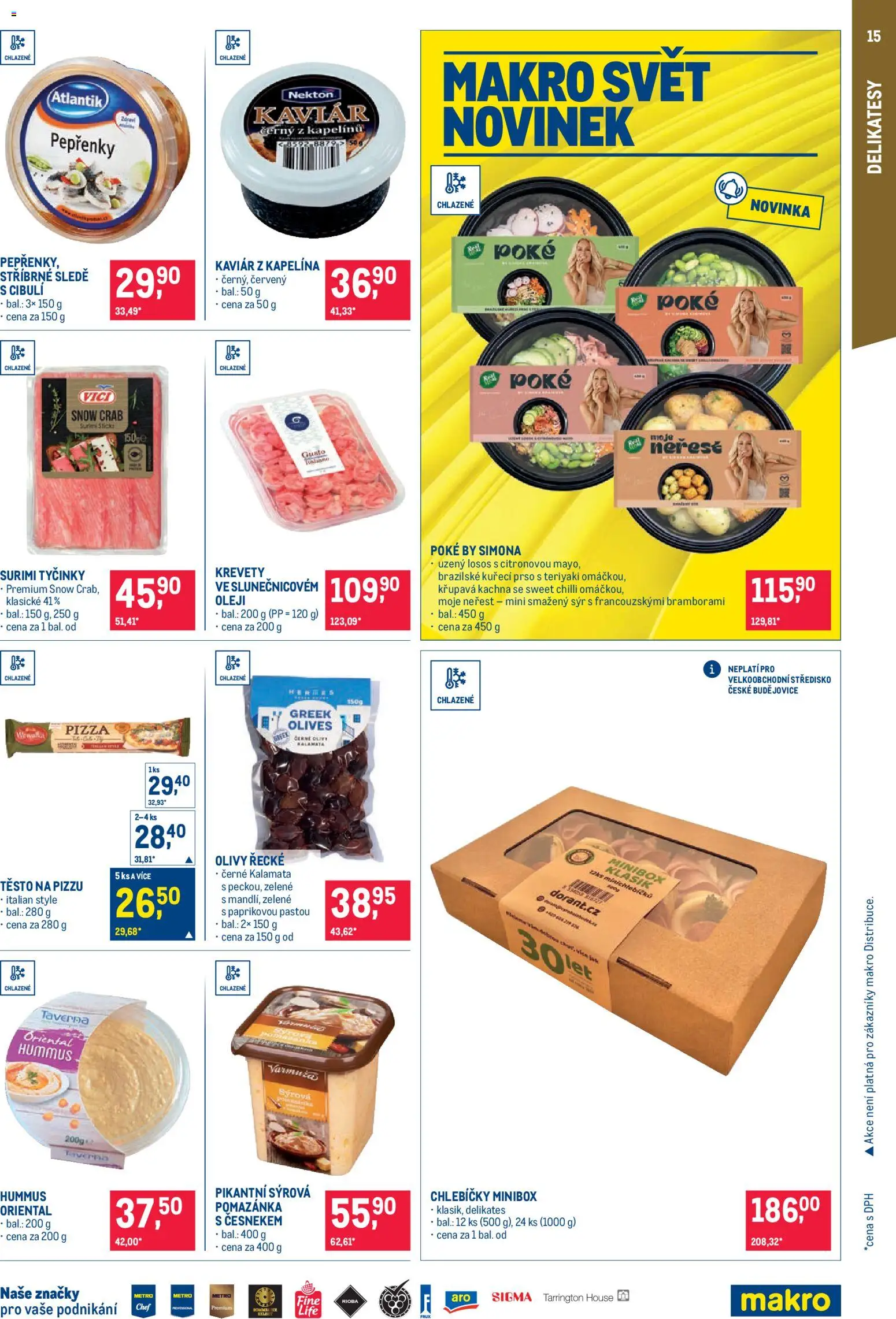 Makro leták - Pro milovníky jídla od 03.06.2026 | Strana: 15 | Produkty: Hummus, Surimi tyčinky, Smažený sýr, Krevety