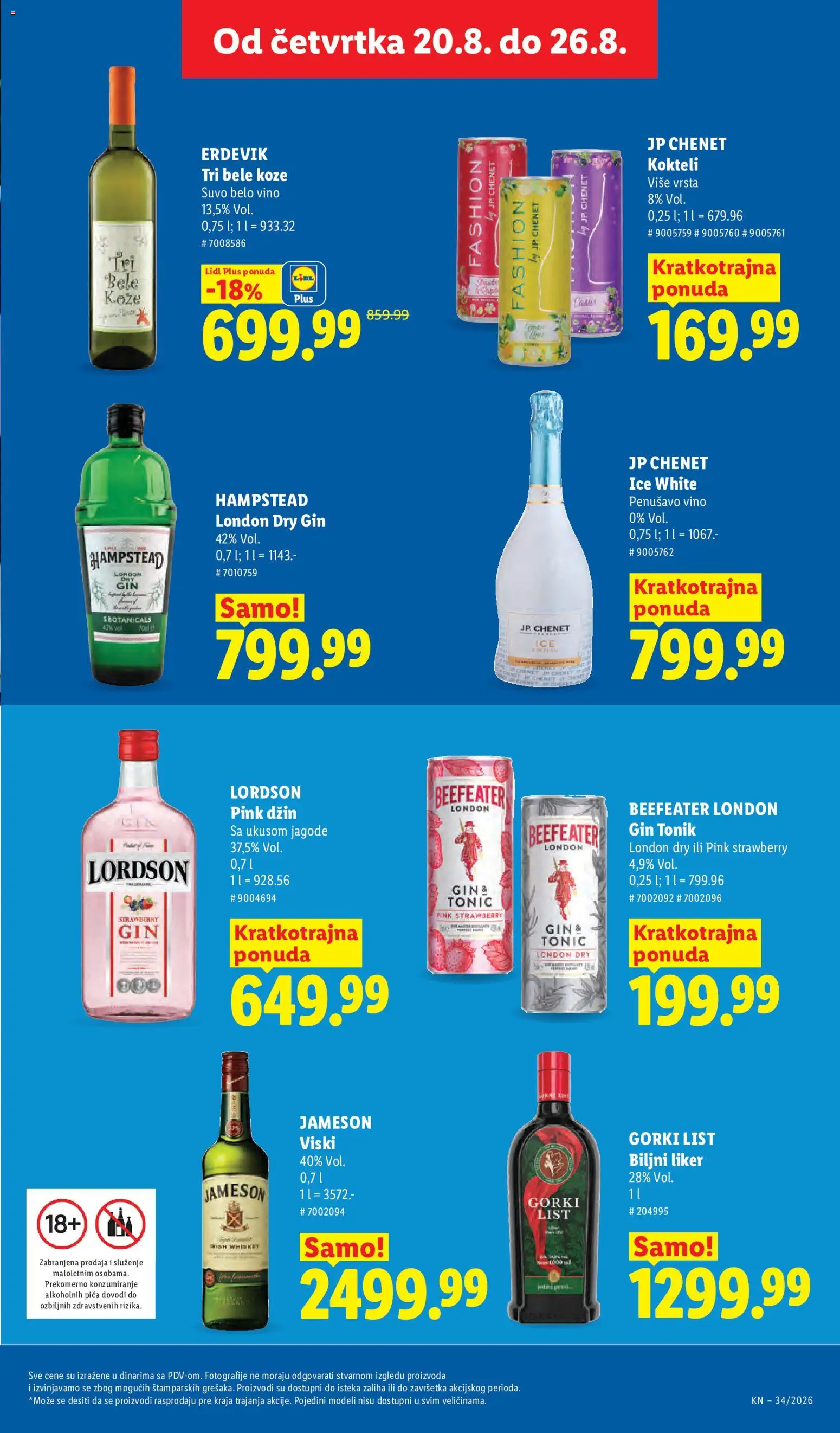 Lidl katalog - važi od 20.08.2026 | Strana: 35 | Proizvode: Kokteli, Beefeater Pink, Penušavo vino, Tonic