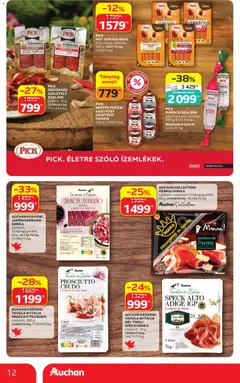 AUCHAN KEDVENC TAVOLA IN ITALIA DÉL TIROLI SPECK SONKA, szeletelt, 70 g - amely érvényes a következő dátumtól: 2026.09.17. | Oldal: 12