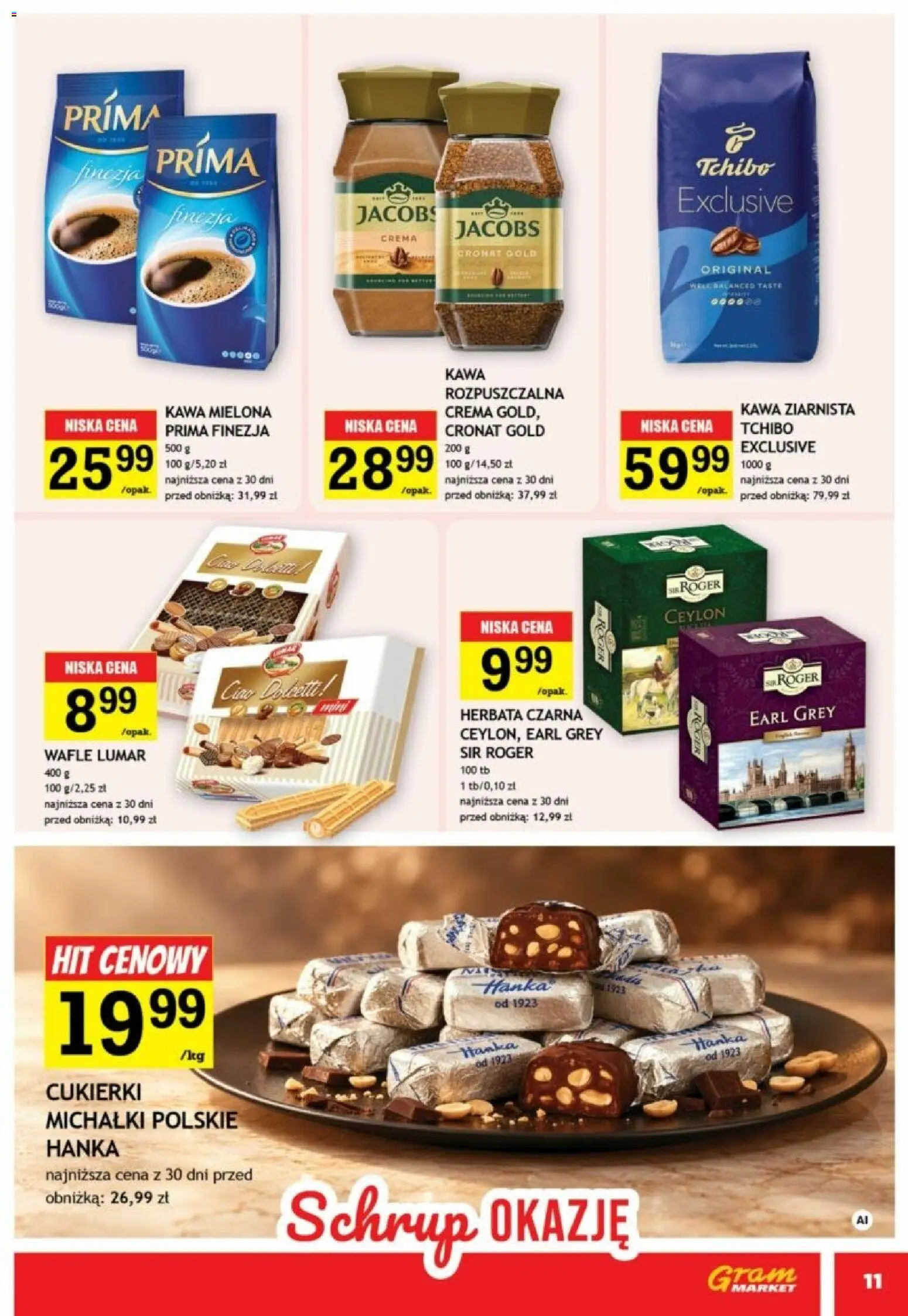 Gram Market gazetka od 14.10.2026 | Strona: 11 | Produkty: Wafle, Jacobs, Tchibo, Kawa mielona