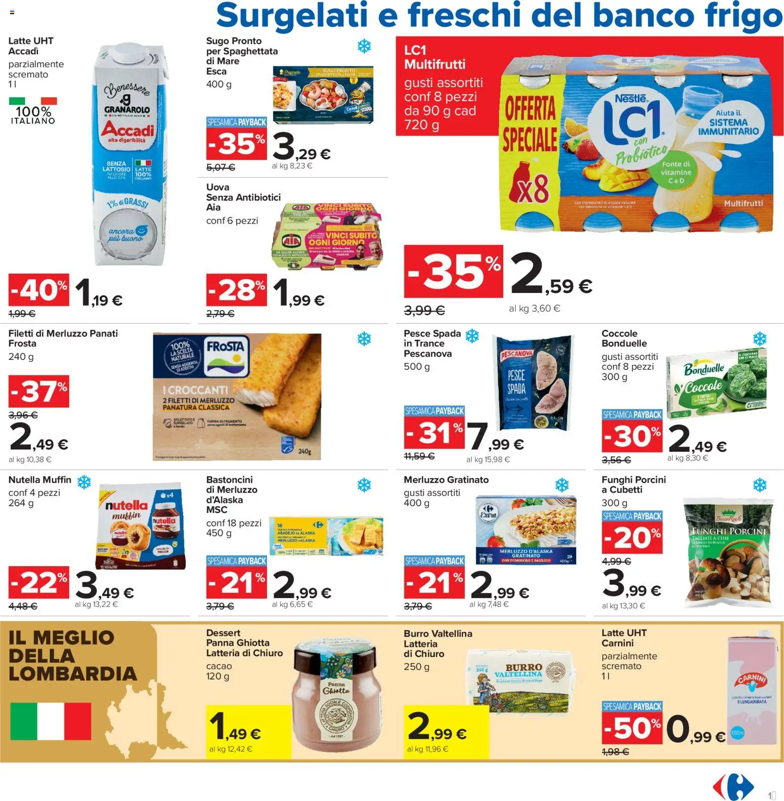 Volantino Carrefour del 16.06.2026 | Pagina: 17 | Prodotti: Uova, Pesce, Merluzzo, Farina