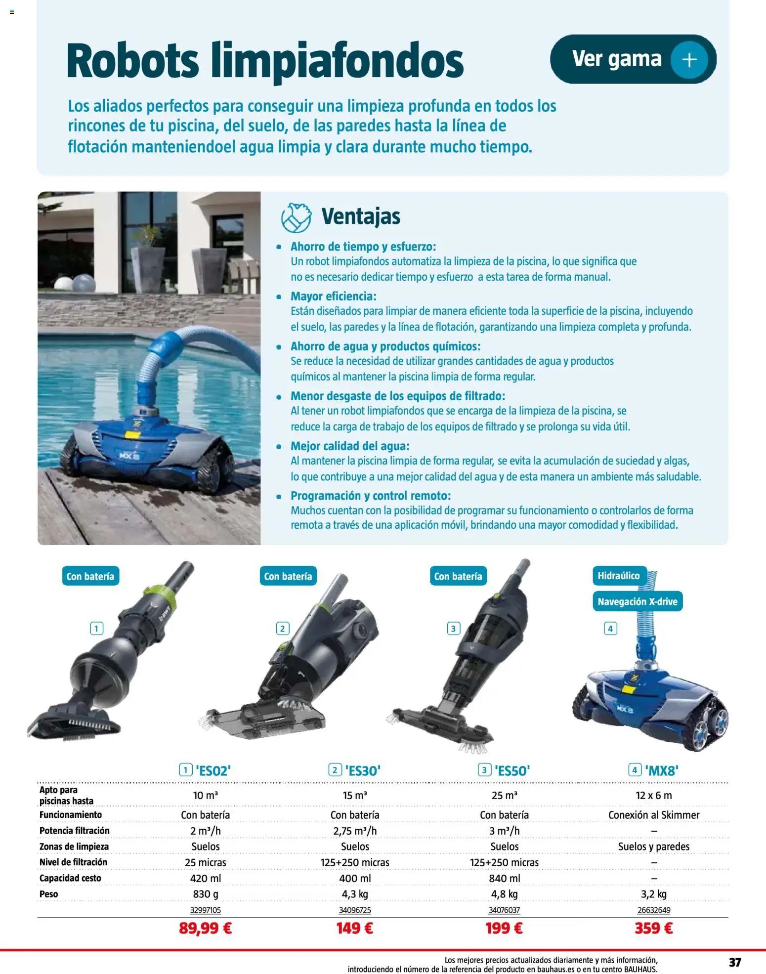 Bauhaus Piscinas 2026 │ válido desde el 01.06.2026 | Página: 37 | Productos: Peso, Robot, Navegación, Batería