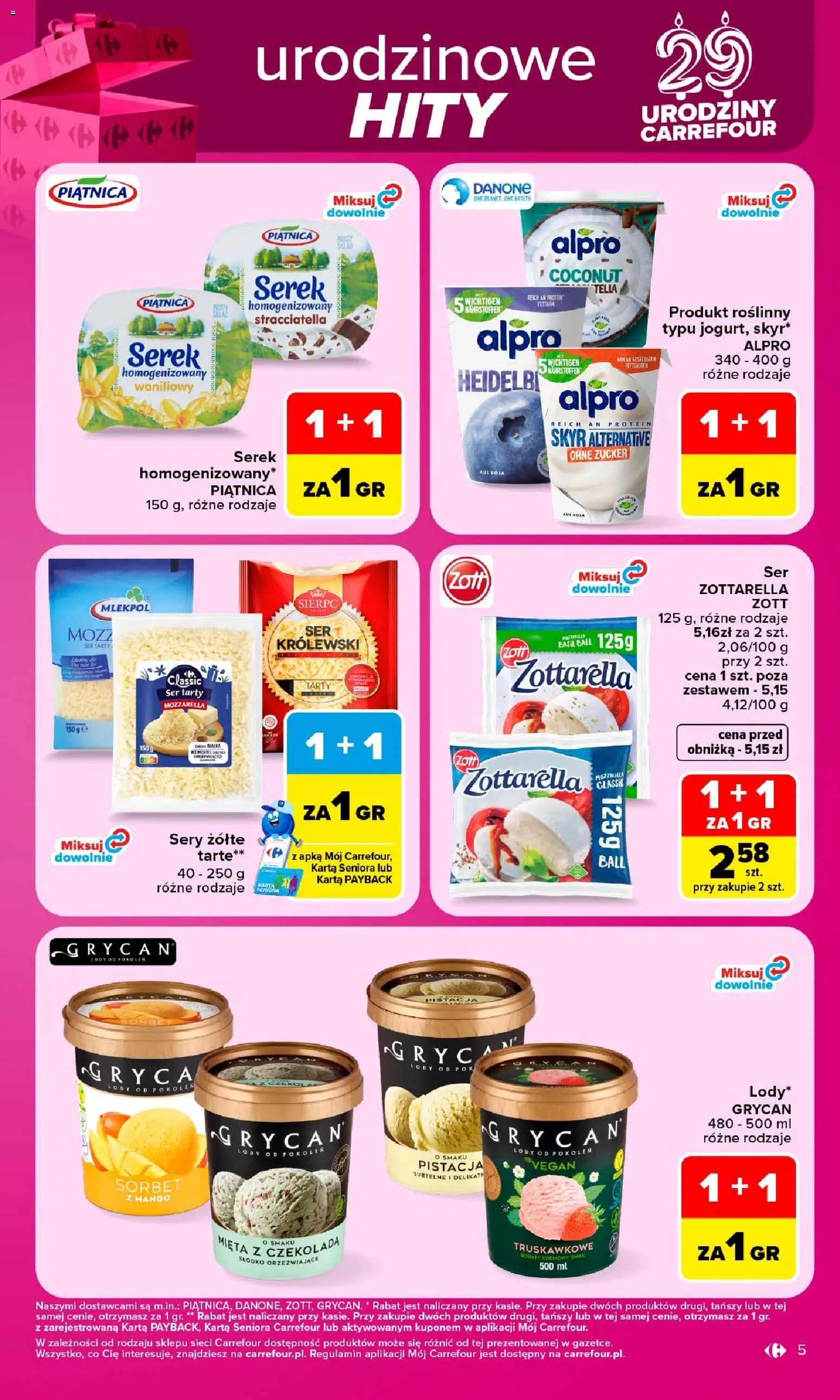 Carrefour gazetka od 28.09.2026 | Strona: 5 | Produkty: Alpro, Piątnica, Czekolada, Lody