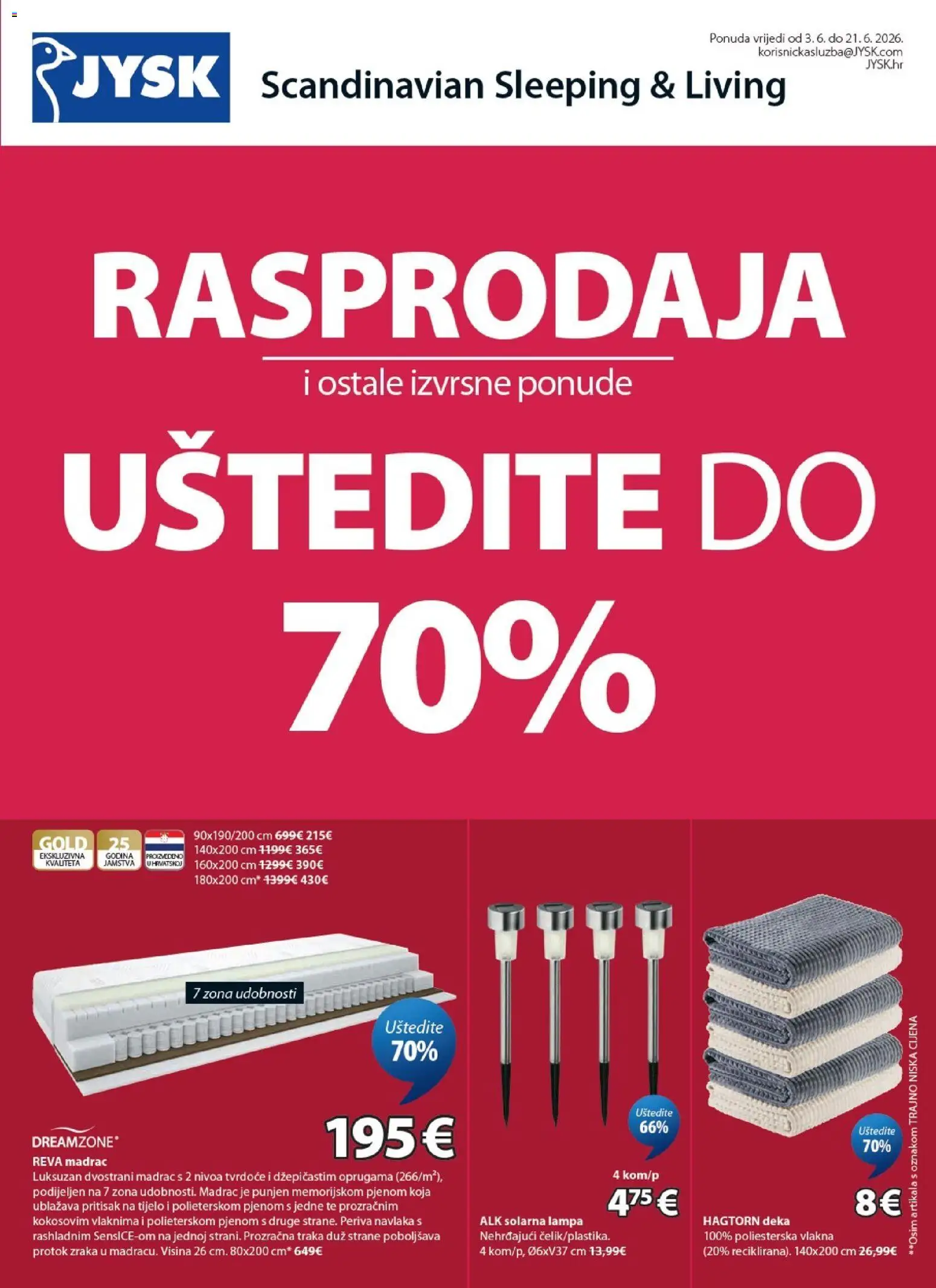 JYSK katalog | vrijedi od 03.06.2026 | Stranica: 1 | Proizvodi: Madrac, Deka