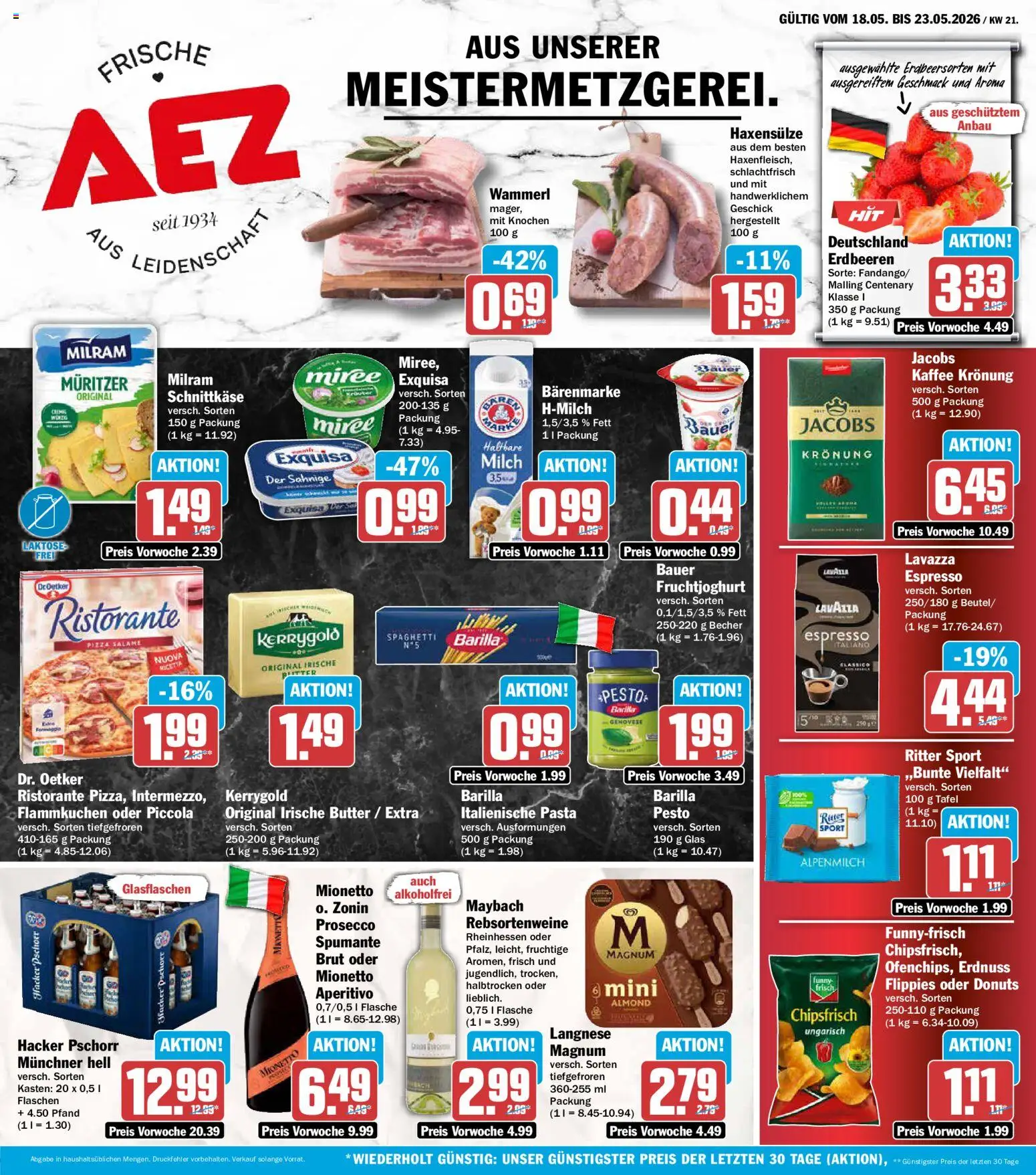 AEZ Prospekt 	 – gültig ab 18.05.2026 | Seite: 1 | Produkte: Lavazza, Milch, Donuts, Milram