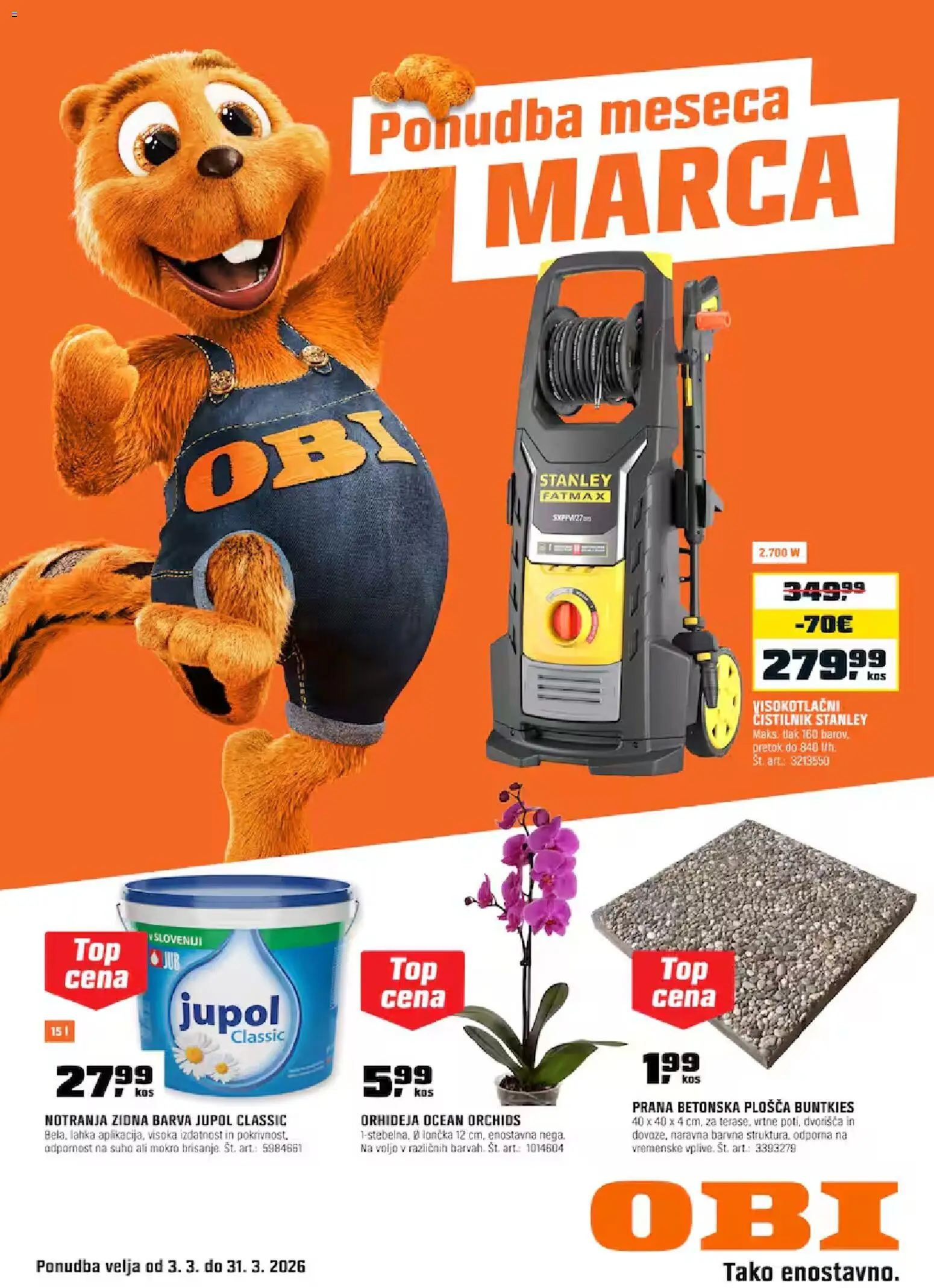 Novi OBI katalog ponudbe – veljaven od 03.03.2026 | Stran: 1 | Izdelki: Barva, Visokotlačni čistilnik
