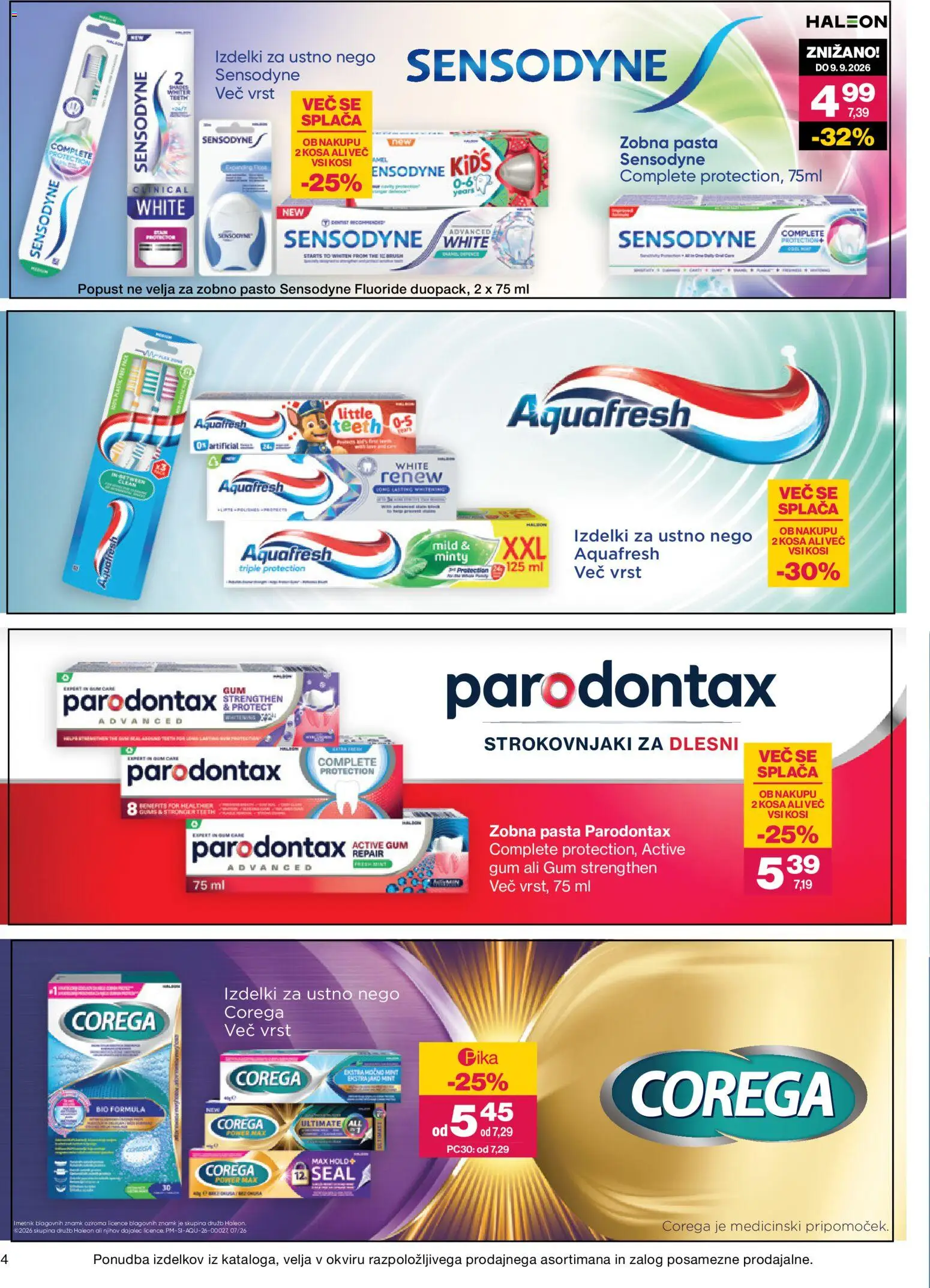 Novi Mercator katalog ponudbe – veljaven od 26.08.2026 | Stran: 4 | Izdelki: Zobna pasta