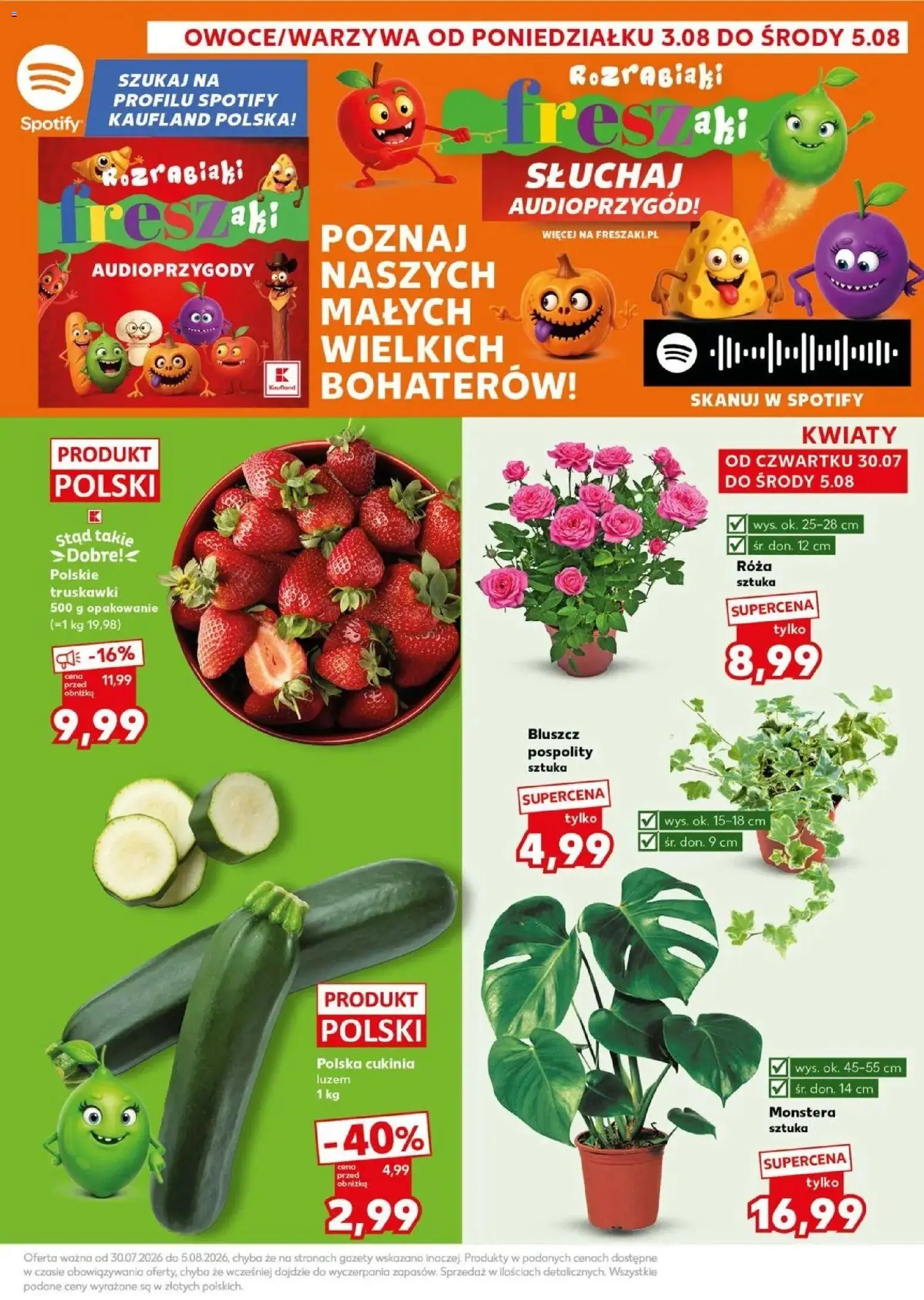 Kaufland gazetka - Mocny start od 03.08.2026 | Strona: 3 | Produkty: Gazety, Cukinia, Truskawki, Kwiaty