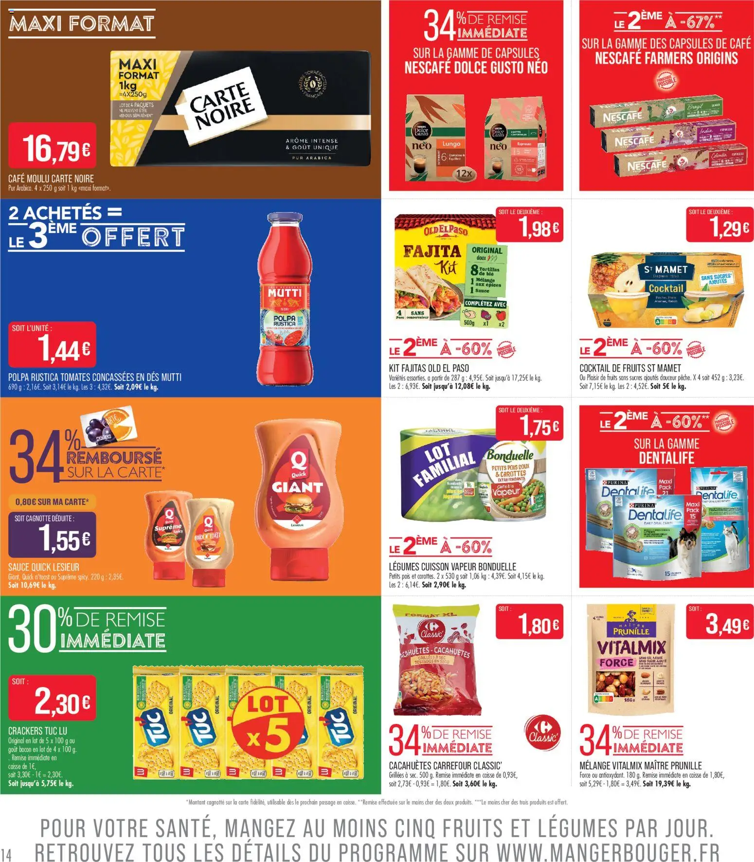 {H1} | Page: 14 | Produits: Crackers, Cafe moulu carte noire, Pois, Café moulu