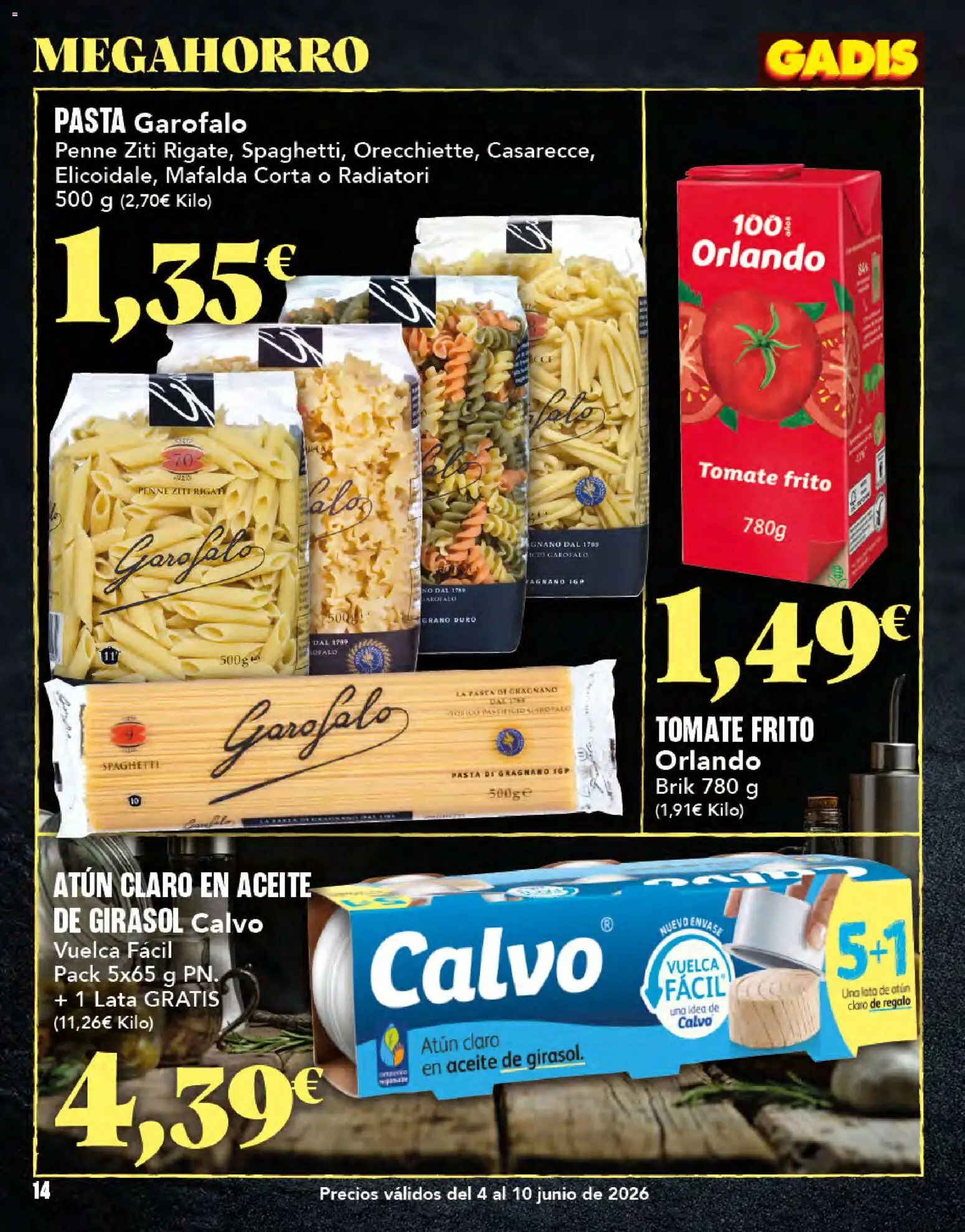 Gadis folleto │ válido desde el 04.06.2026 | Página: 14 | Productos: Aceite, Pasta, Aceite de girasol, Atún claro