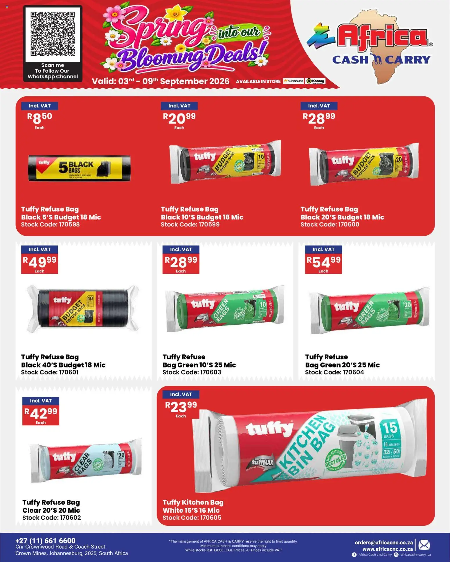 New Africa Cash & Carry catalogue – valid from 03/09/2026 | Page: 49 | Products: Bag, Refuse bags, Stock