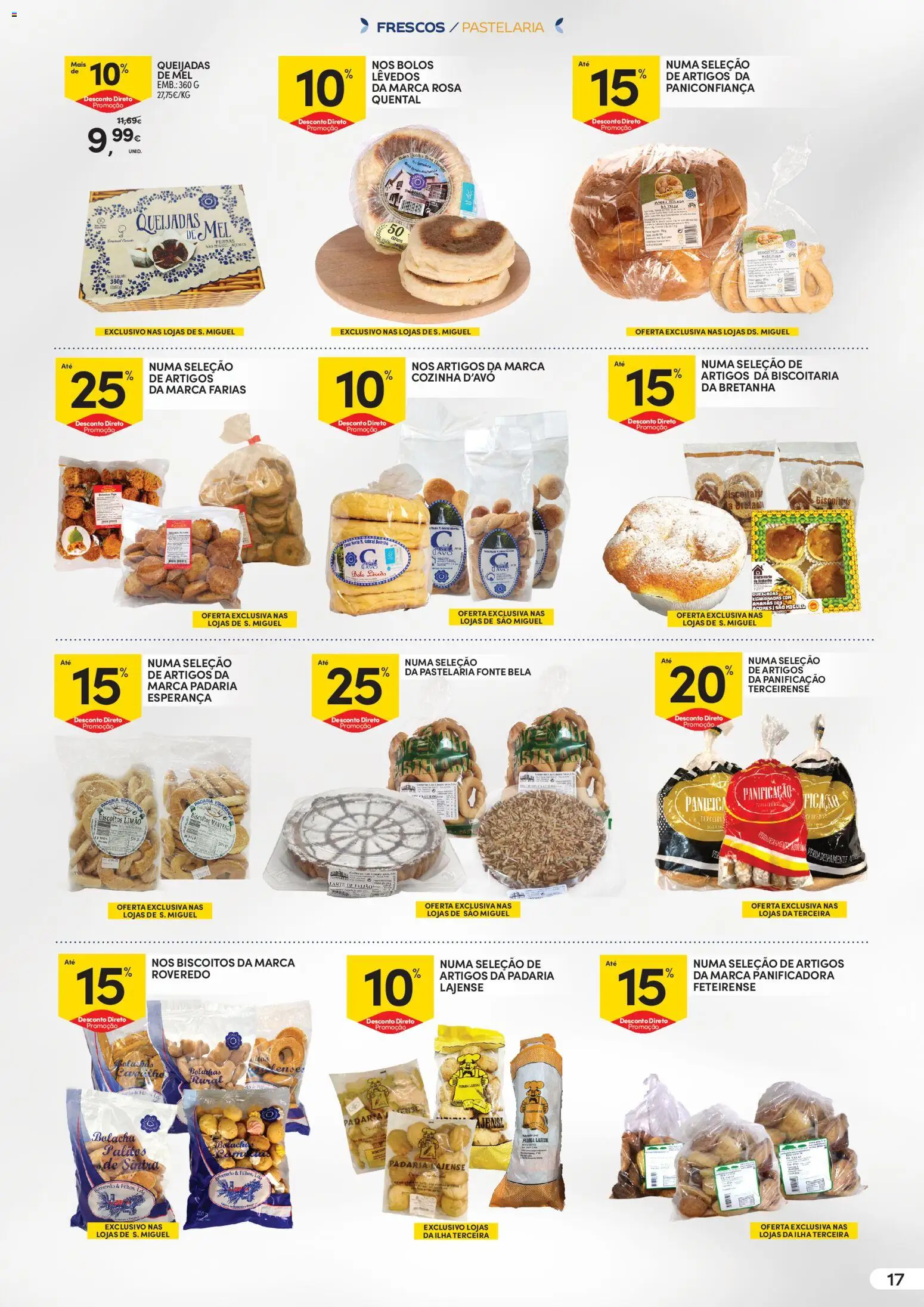 Continente - O melhor dos Açores │ válido de 12.05.2026 | Página: 17 | Produtos: Padaria, Bolachas, Mel, Biscoitos