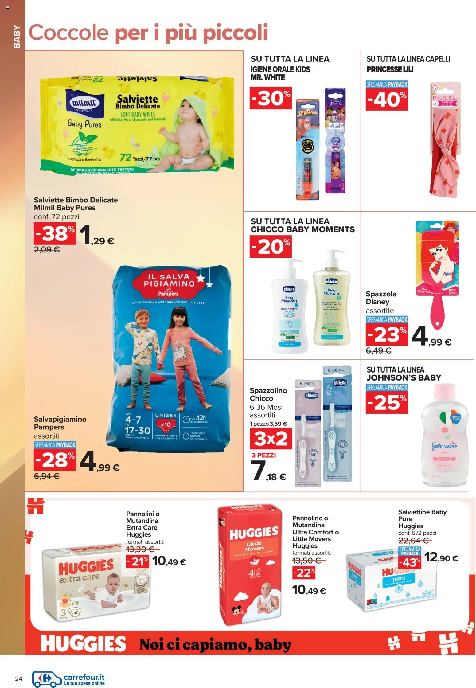 Volantino Carrefour del 10/07/2026 | Pagina: 24 | Prodotti: Spazzola, Pannolini, Spazzolino, Pampers