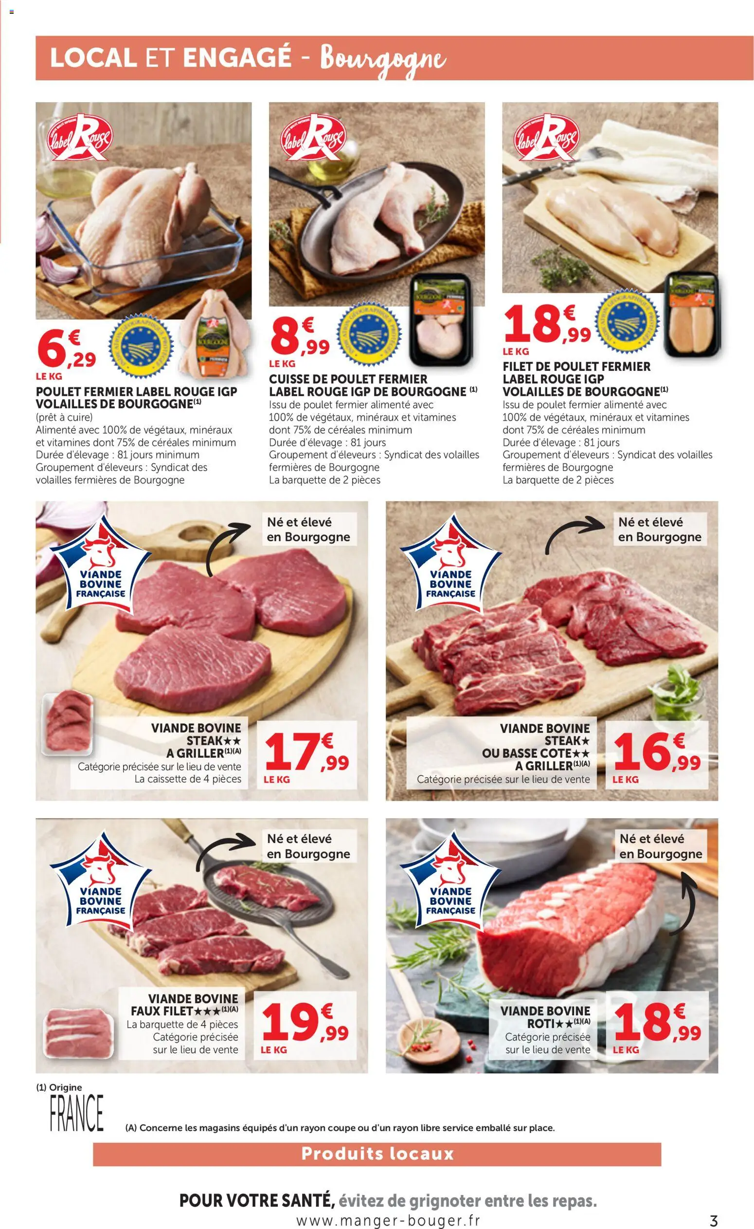 {H1} | Page: 3 | Produits: Viande, Cuisse de poulet, Basse côte, Viande bovine