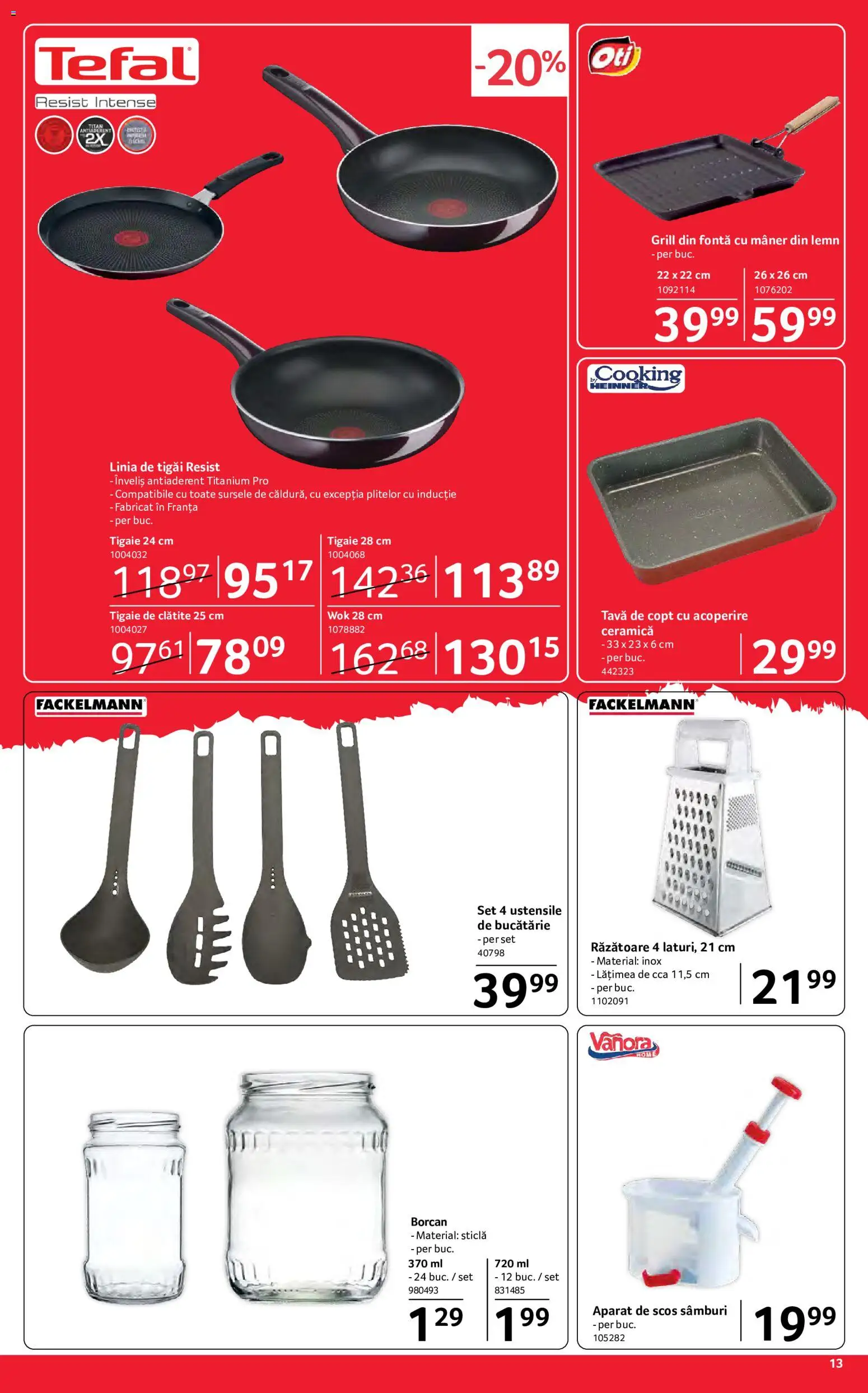 Noul catalog Selgros – valabil de la 15.05.2026 | Pagină: 13 | Produse: Tavă de copt, Tigaie, Răzătoare, Borcan