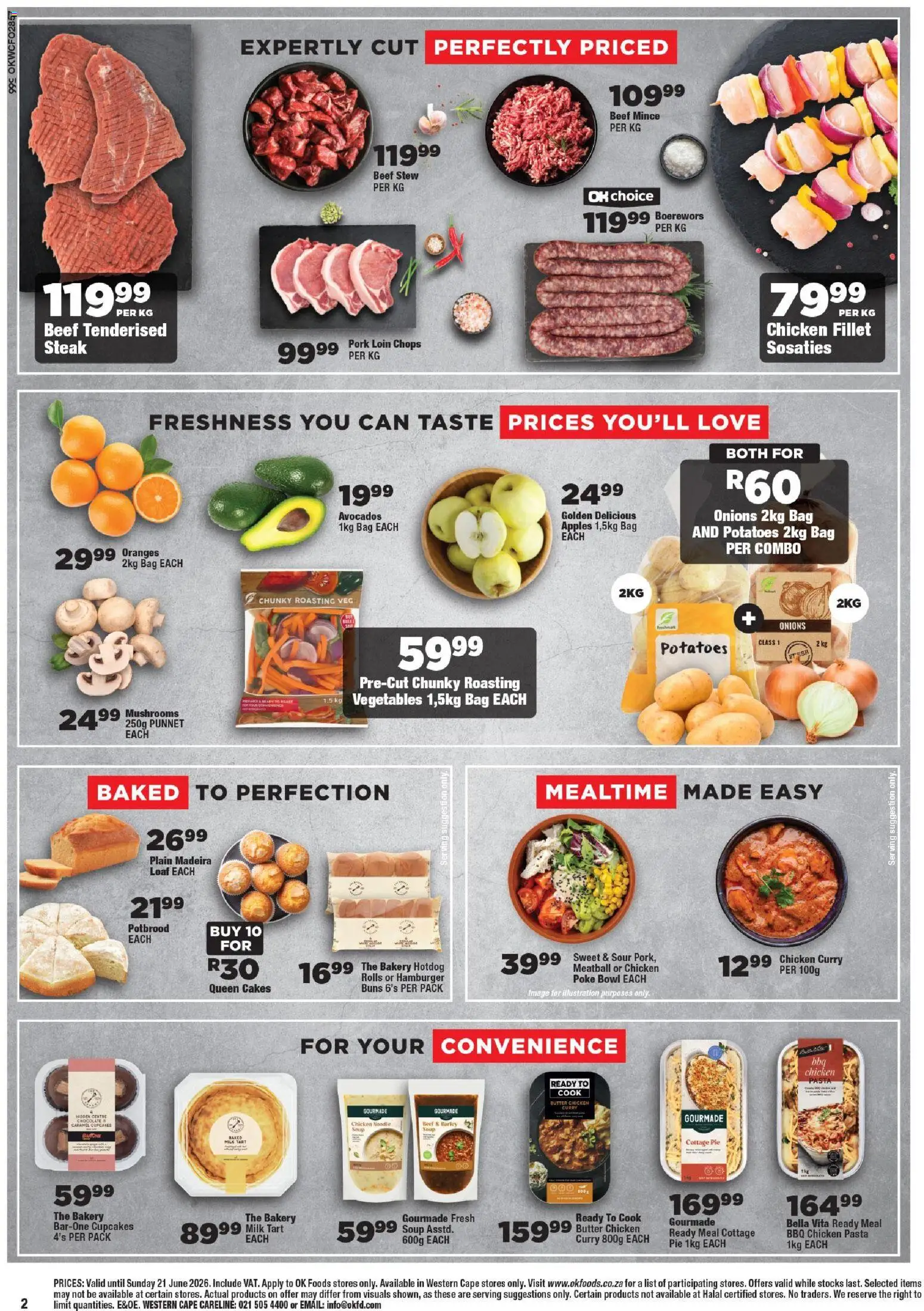New OK Foods catalogue – valid from 10.06.2026 | Page: 2 | Products: Bakery, Pork, Beef, Onions