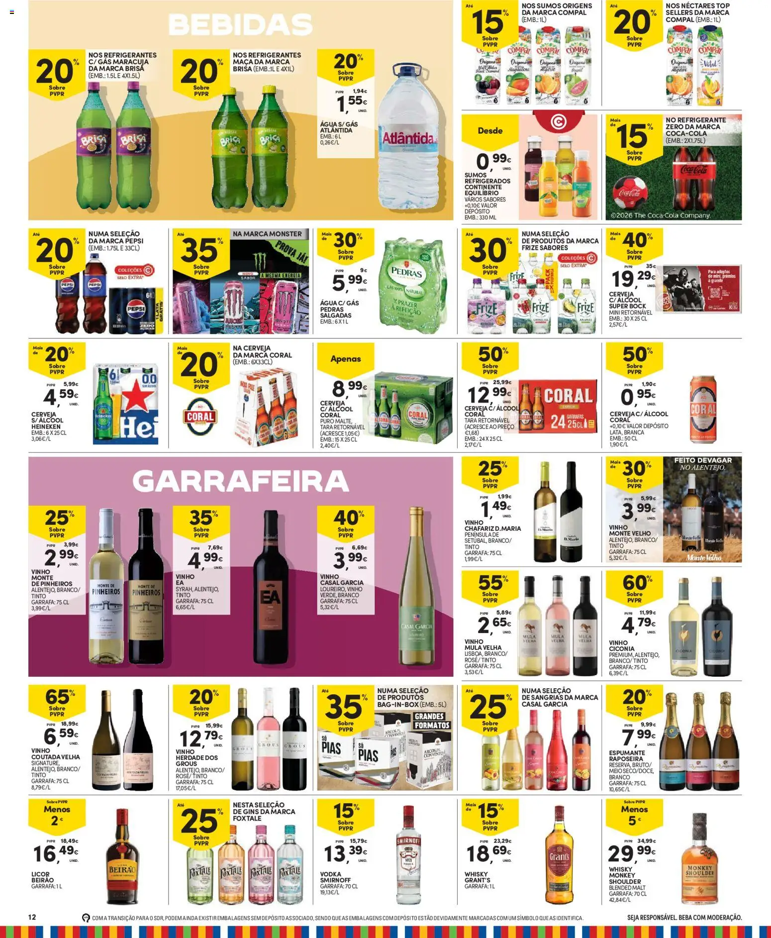Continente Madeira │ válido de 09.06.2026 | Página: 12 | Produtos: Whisky, Espumante, Vinho, Água com gás