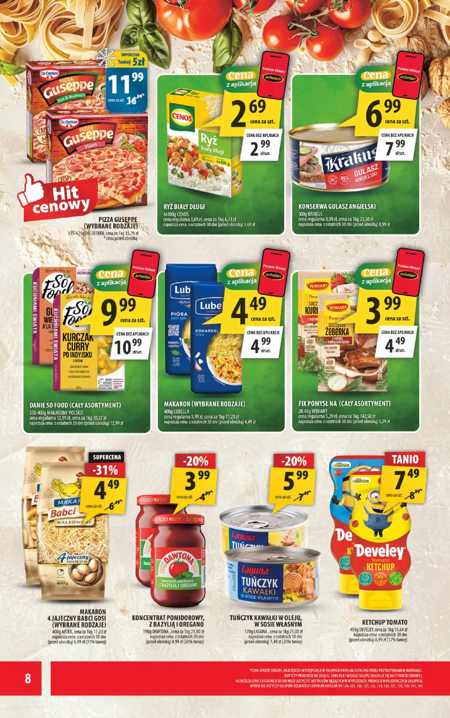 Arhelan gazetka od 10.08.2026 | Strona: 8 | Produkty: Żeberka, Kurczak, Pizza, Ryż