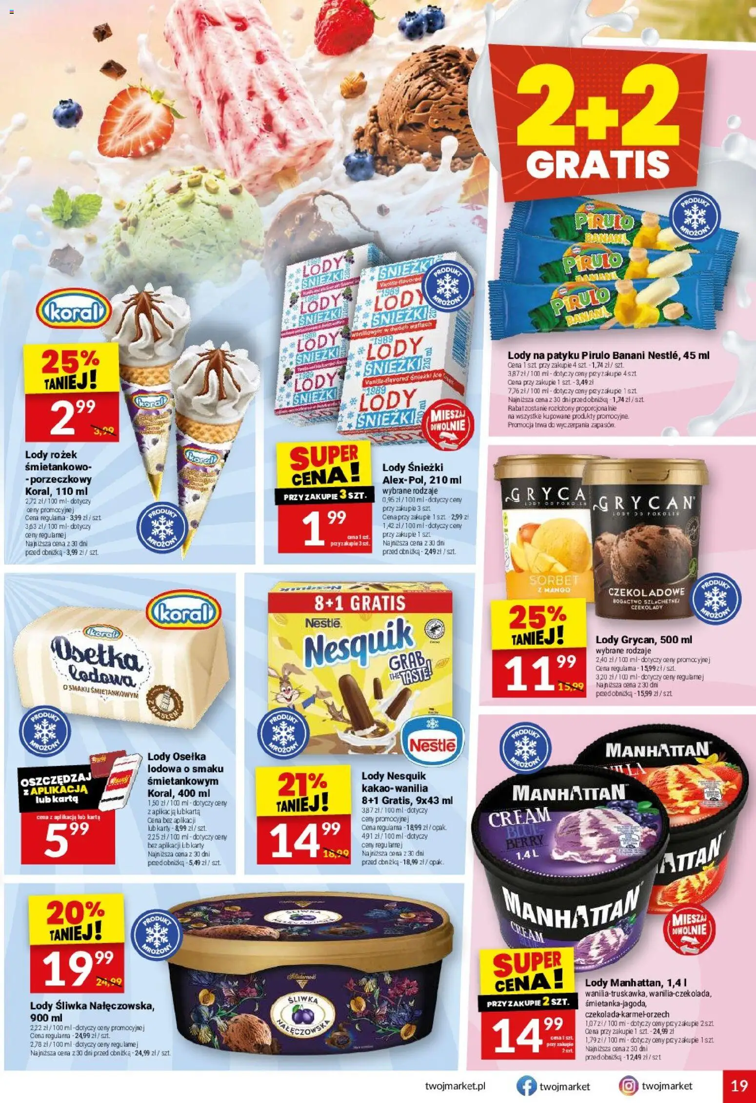 Twój Market gazetka od 12.08.2026 | Strona: 19 | Produkty: Mango, Osełka, Grycan, Lody na patyku