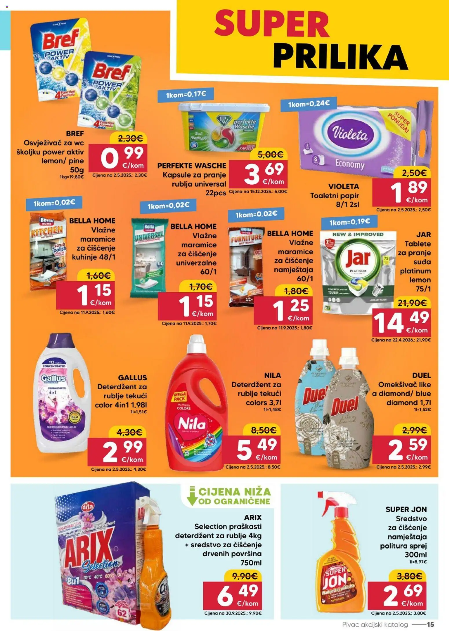 Pivac katalog | vrijedi od 25.05.2026 | Stranica: 15 | Proizvodi: Deterdžent, Toaletni papir, Nila, Violeta