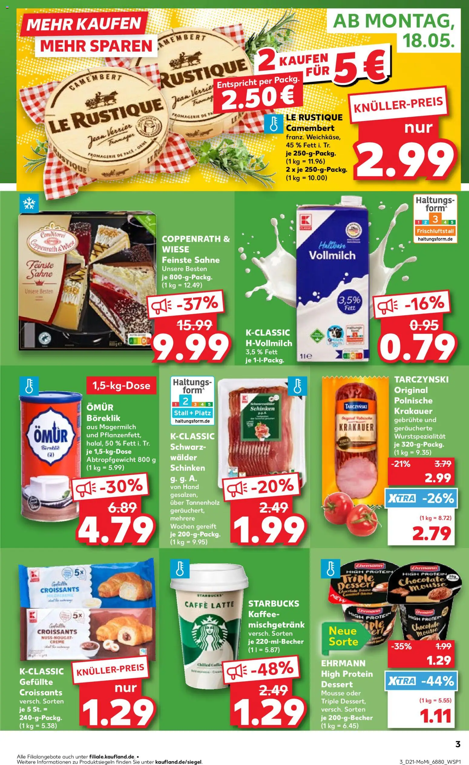Kaufland Prospekt Völklingen	 – gültig ab 18.05.2026 | Seite: 3 | Produkte: Kaffee, Starbucks, Schinken, Sahne