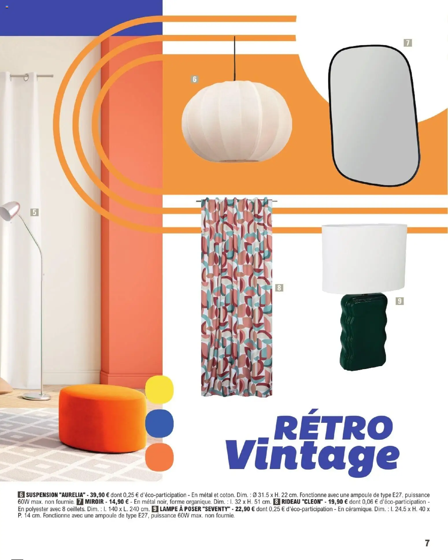 {H1} | Page: 7 | Produits: Suspension, Ampoule, Lampe à poser, Rideau