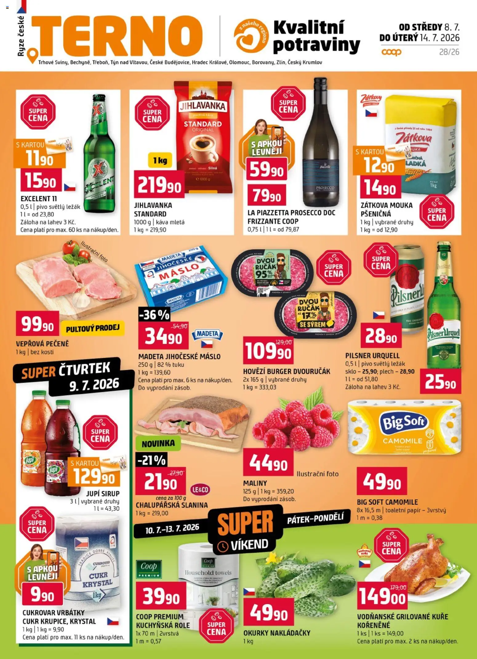 Terno leták od 08.07.2026 | Strana: 1 | Produkty: Pilsner, Jupí, Potraviny, Toaletní papír 3vrstvý