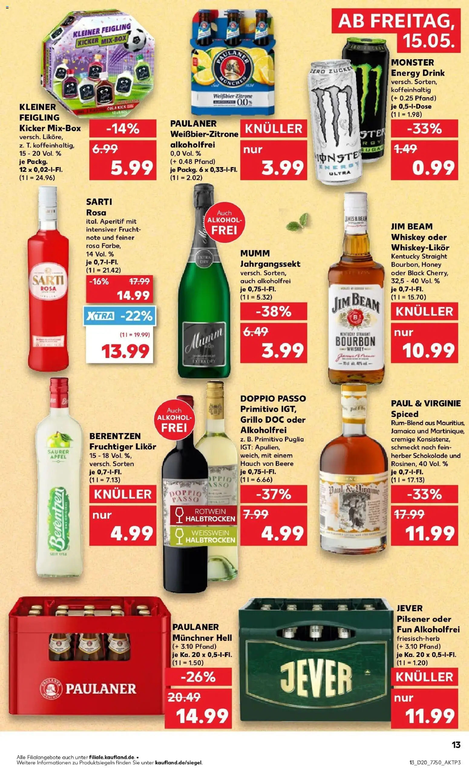 Kaufland Prospekt Bayreuth – gültig ab 15.05.2026 | Seite: 13 | Produkte: Weißbier, Jever, Whiskey, Berentzen